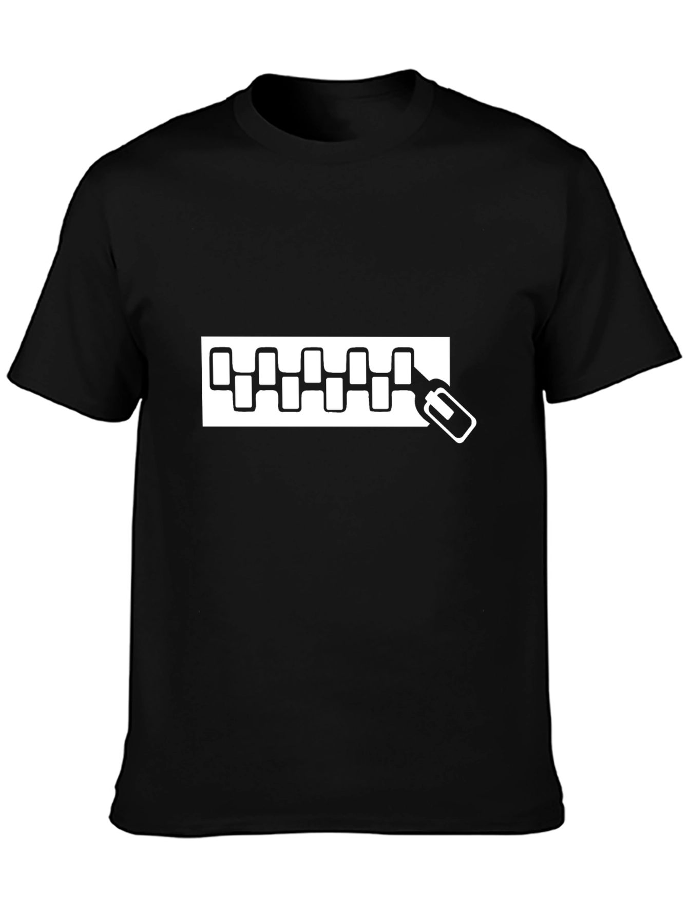 Black T-Shirt with Zipper Graphic