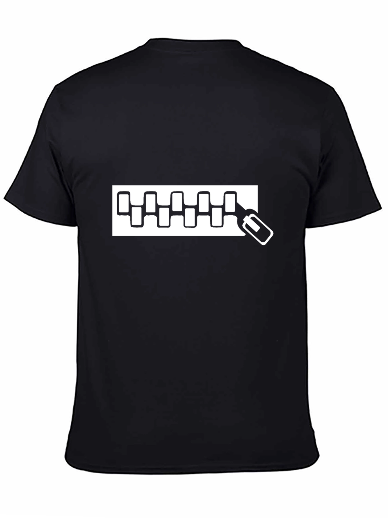 Black T-Shirt with Zipper Graphic