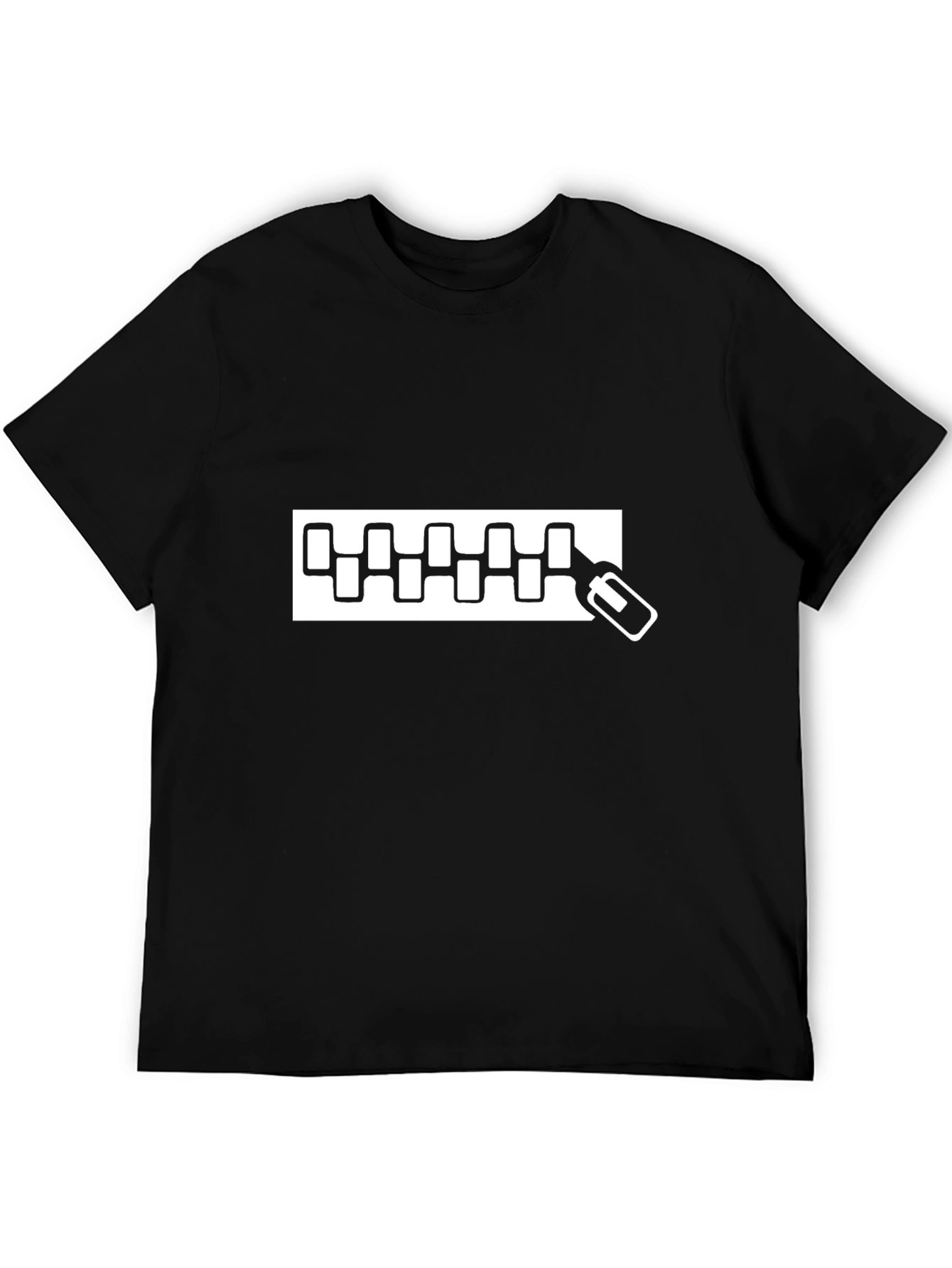 Black T-Shirt with Zipper Graphic