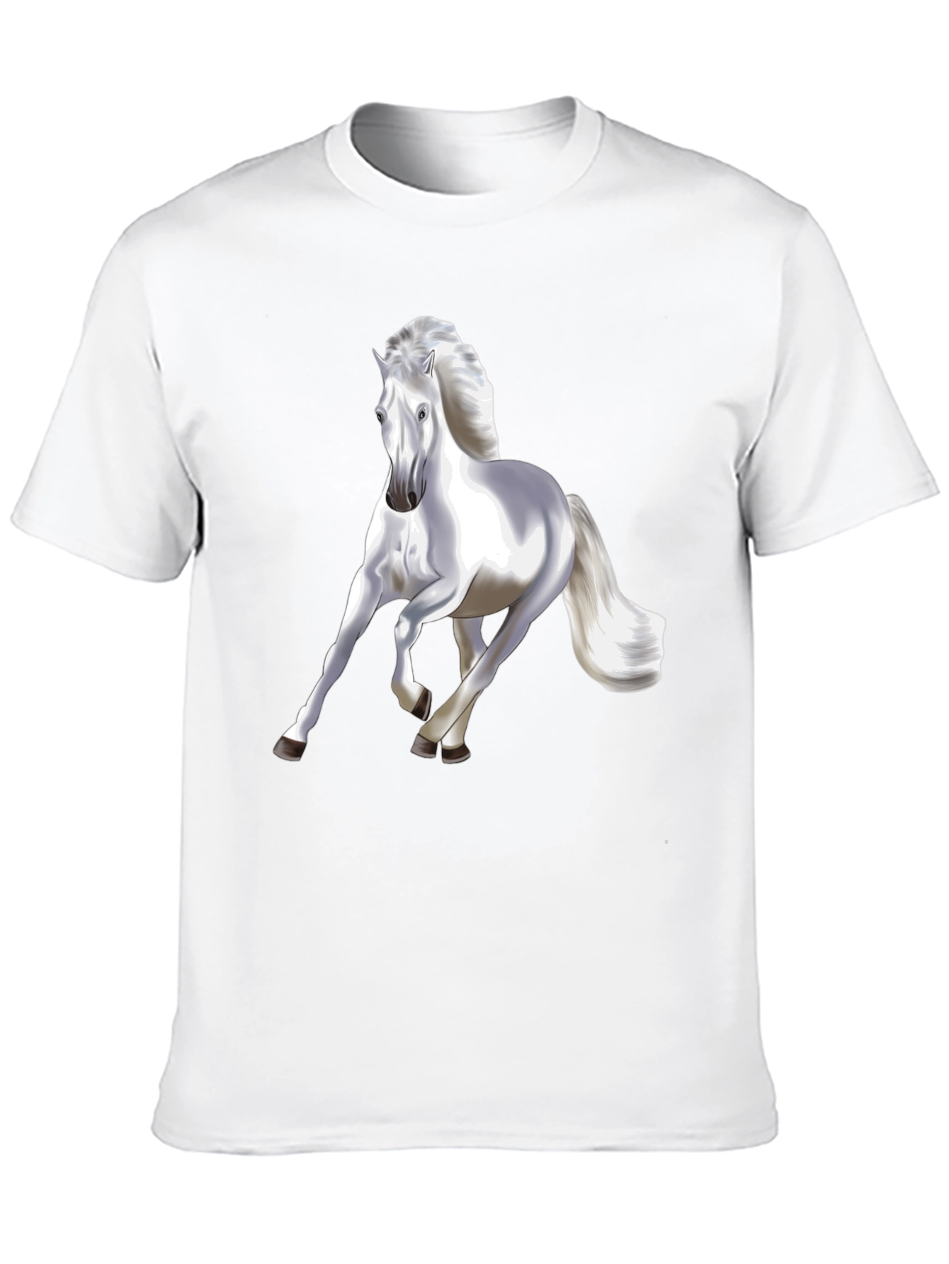 Majestic White Horse Graphic T-Shirt - Black