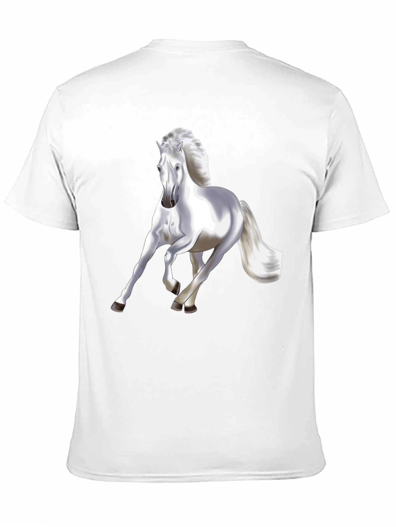 Majestic White Horse Graphic T-Shirt - Black