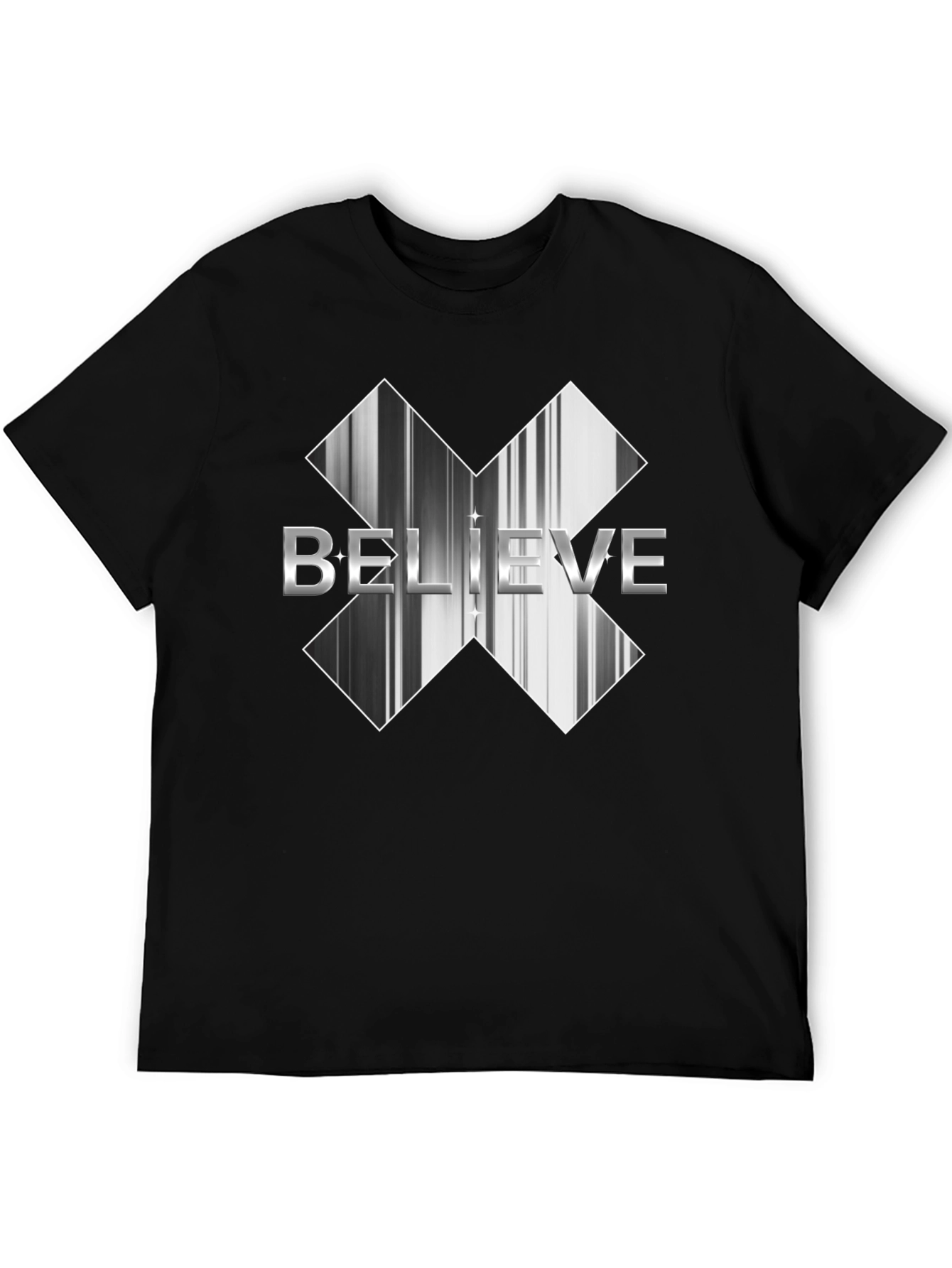 Believe Graphic Tee - Black Cotton Casual Shirt