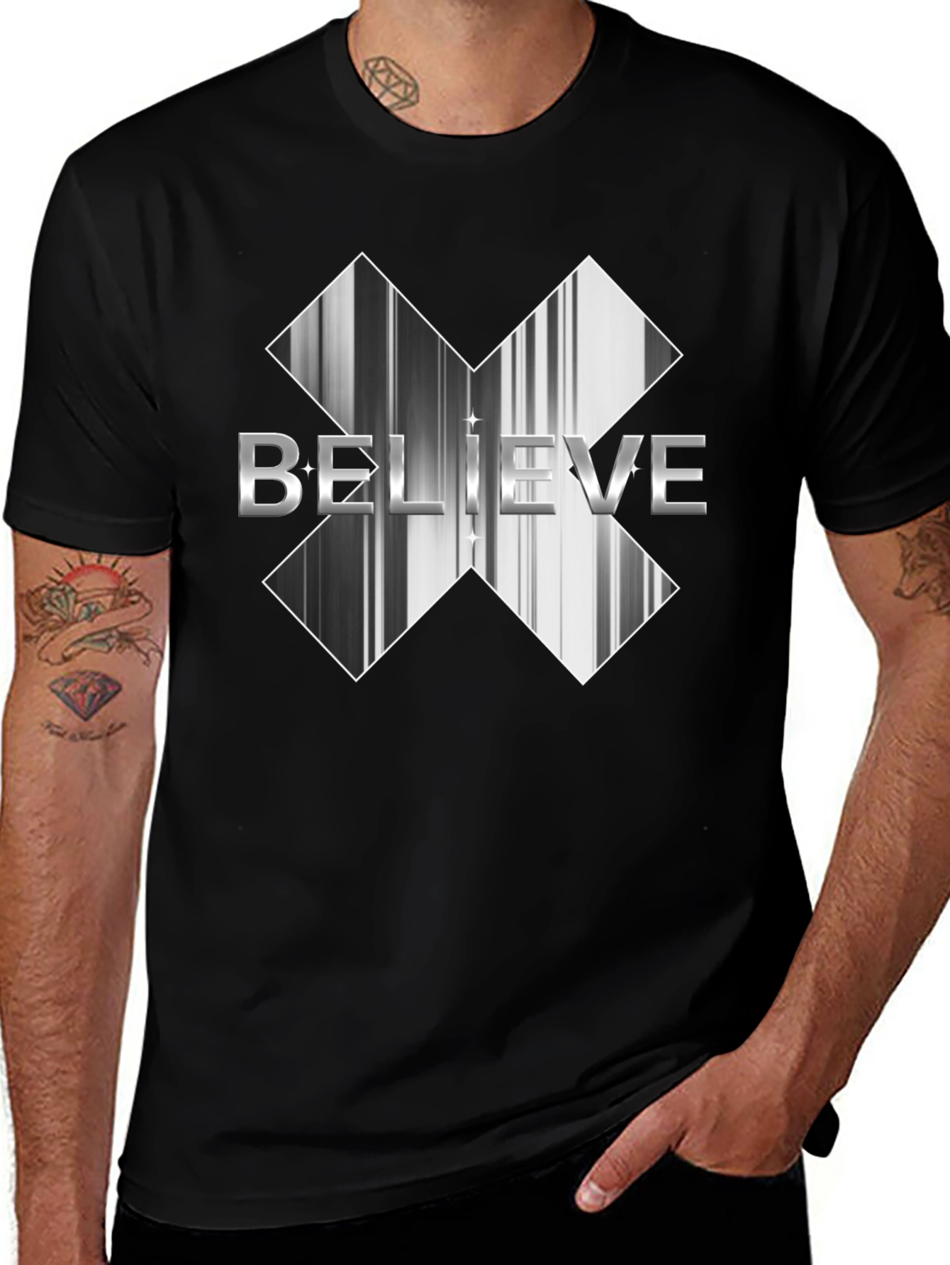 Believe Graphic Tee - Black Cotton Casual Shirt