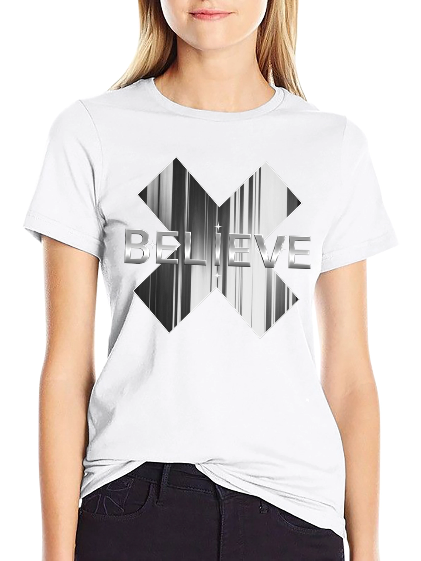 Believe Graphic Tee - Black Cotton Casual Shirt