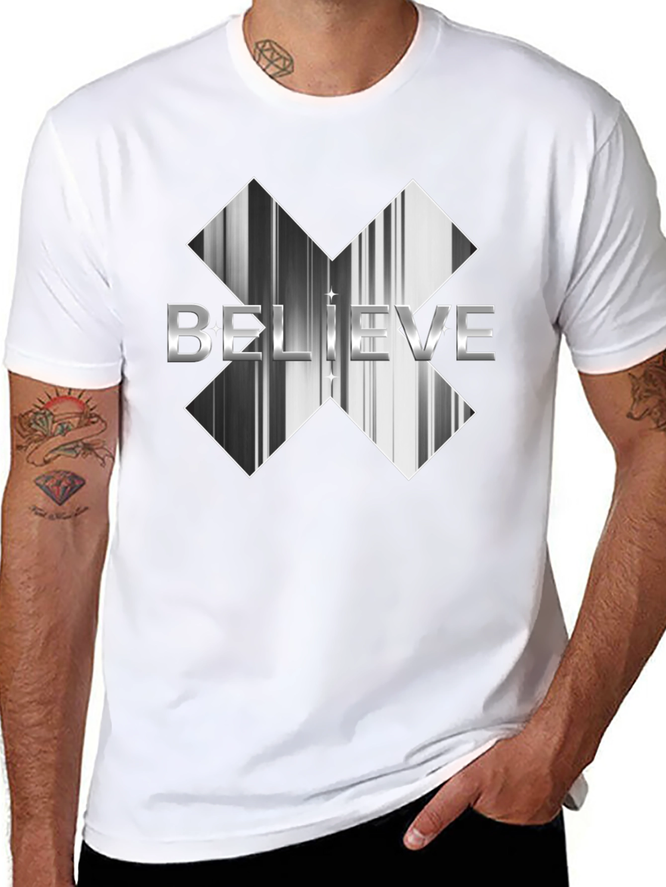Believe Graphic Tee - Black Cotton Casual Shirt