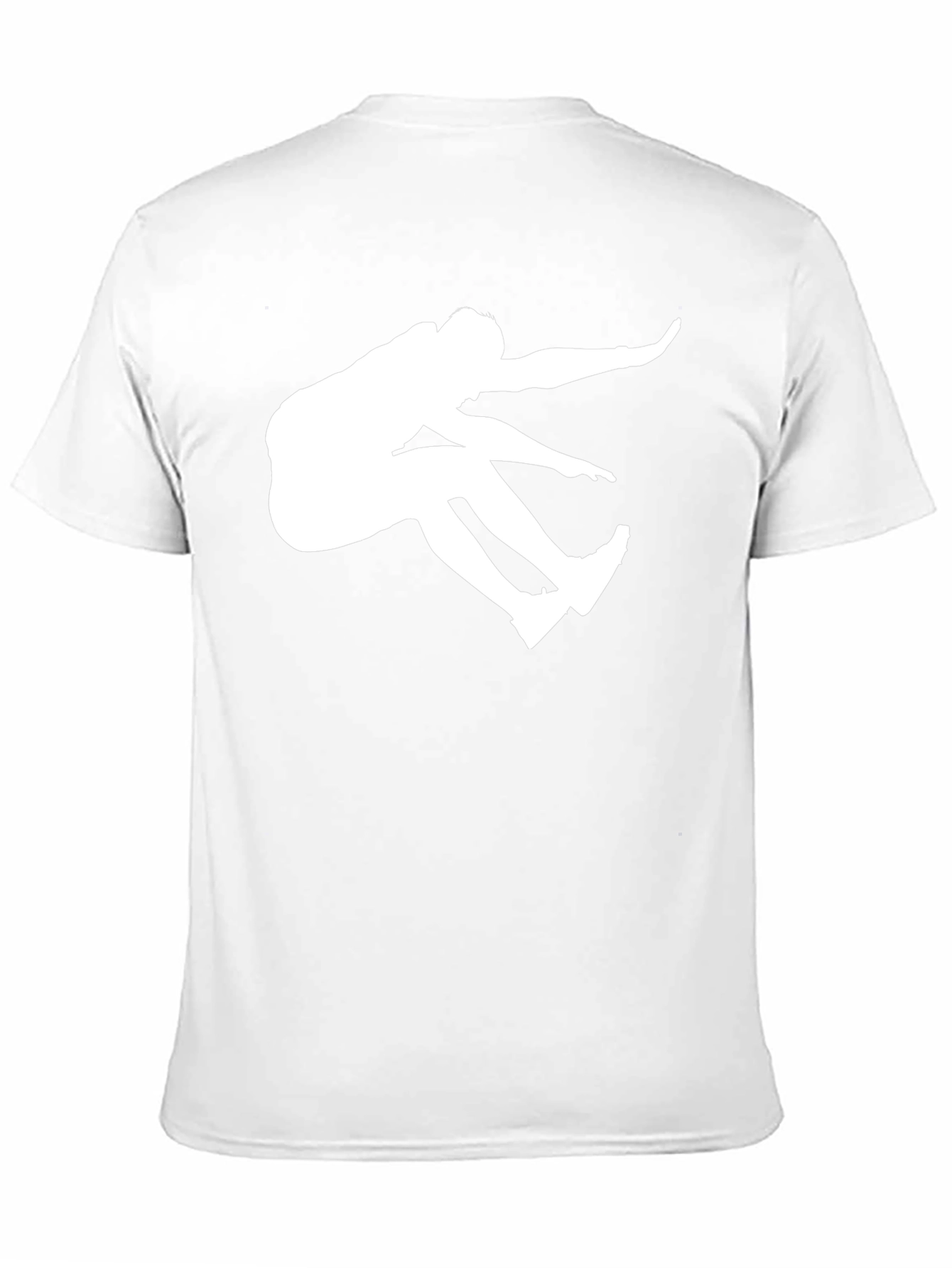 Black T-Shirt with White Long Jump Silhouette