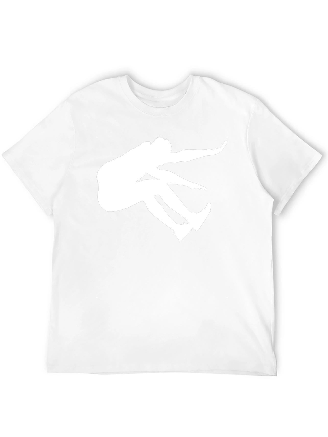Black T-Shirt with White Long Jump Silhouette