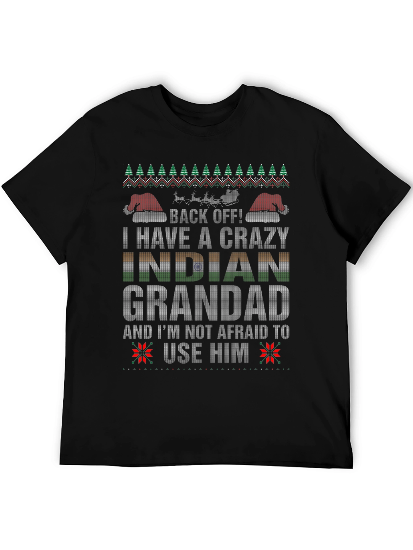 Crazy Indian Grandad Christmas T-Shirt