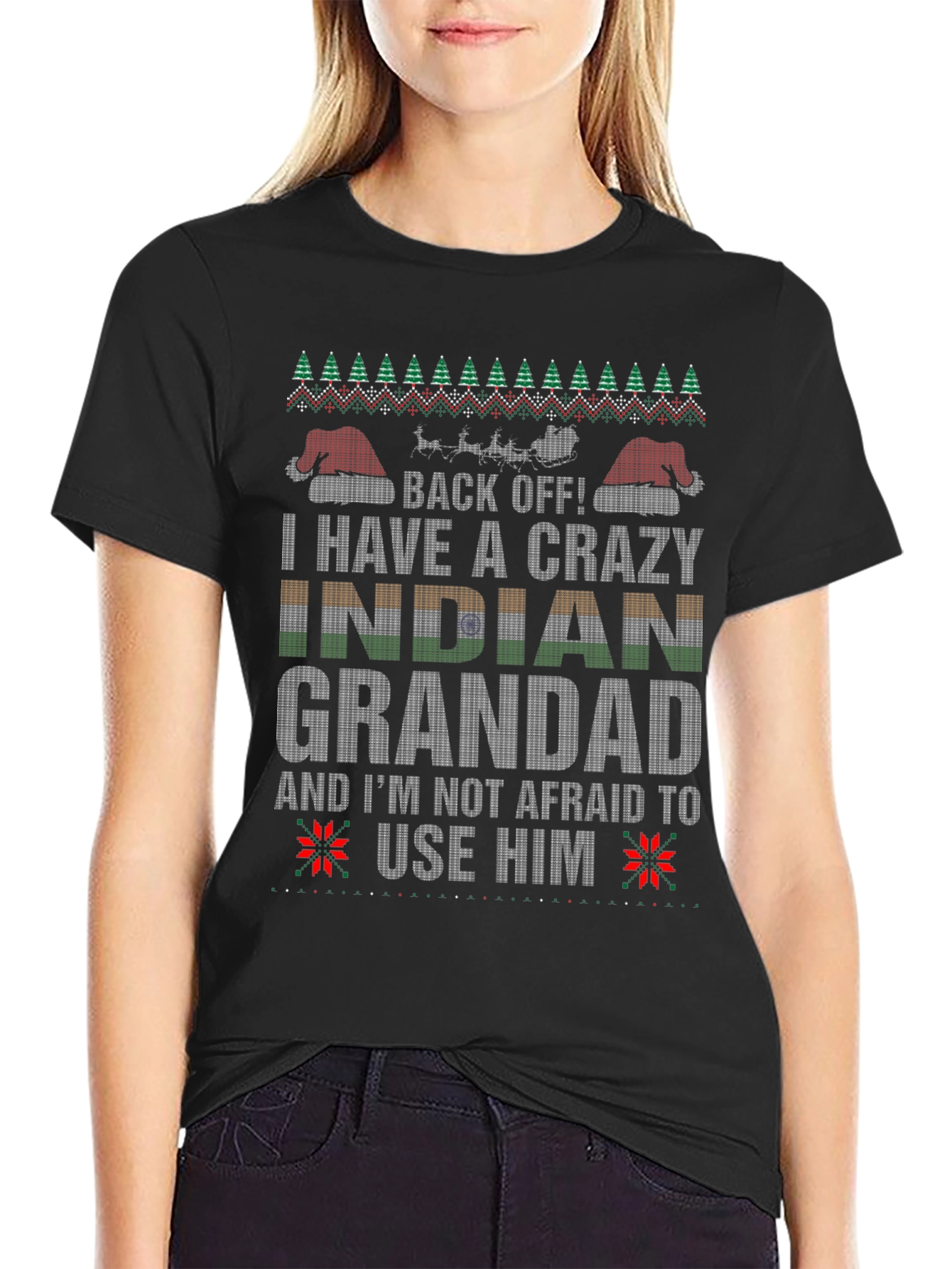 Crazy Indian Grandad Christmas T-Shirt