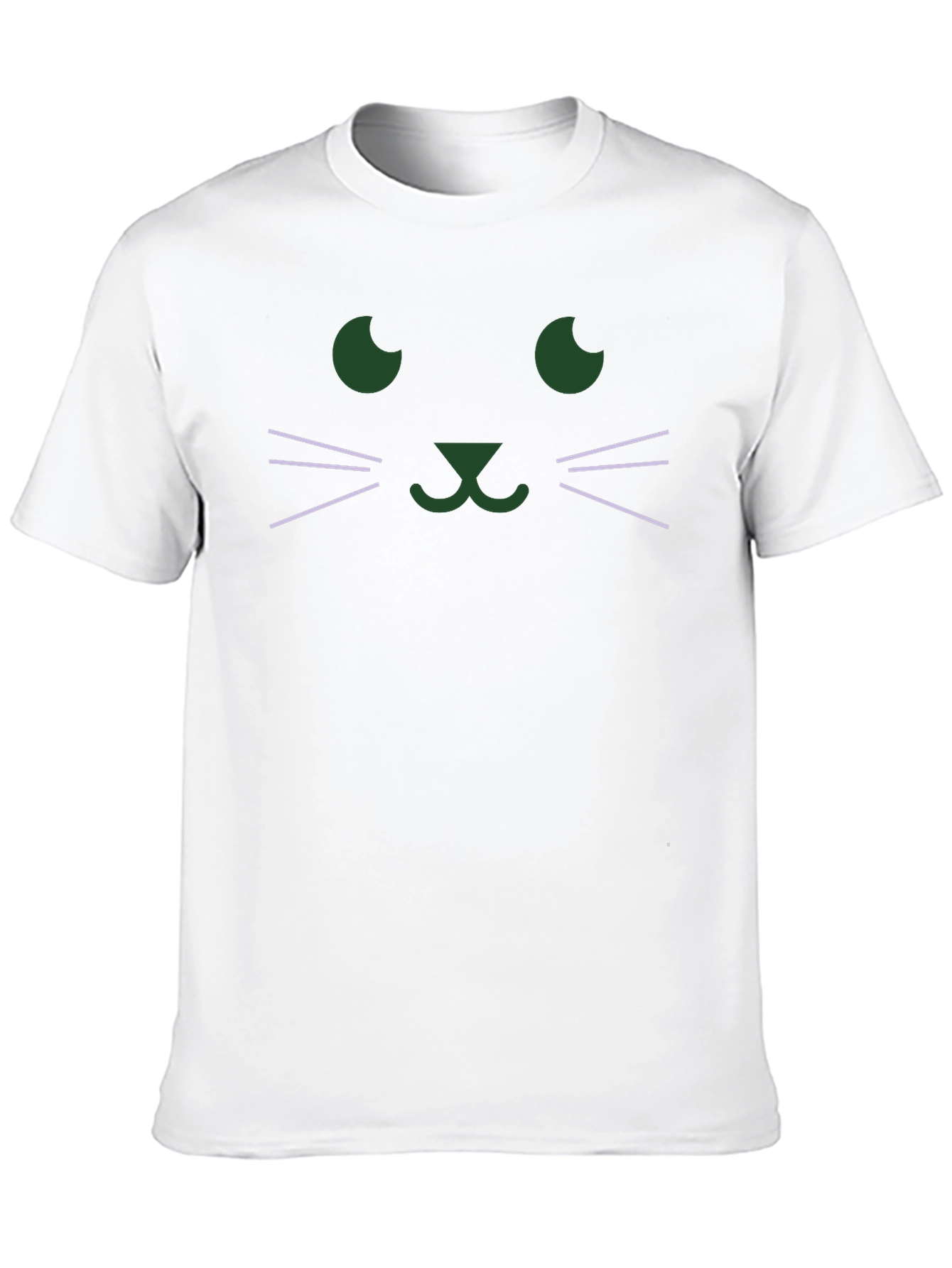 Cute Cat Face Graphic T-Shirt - Black