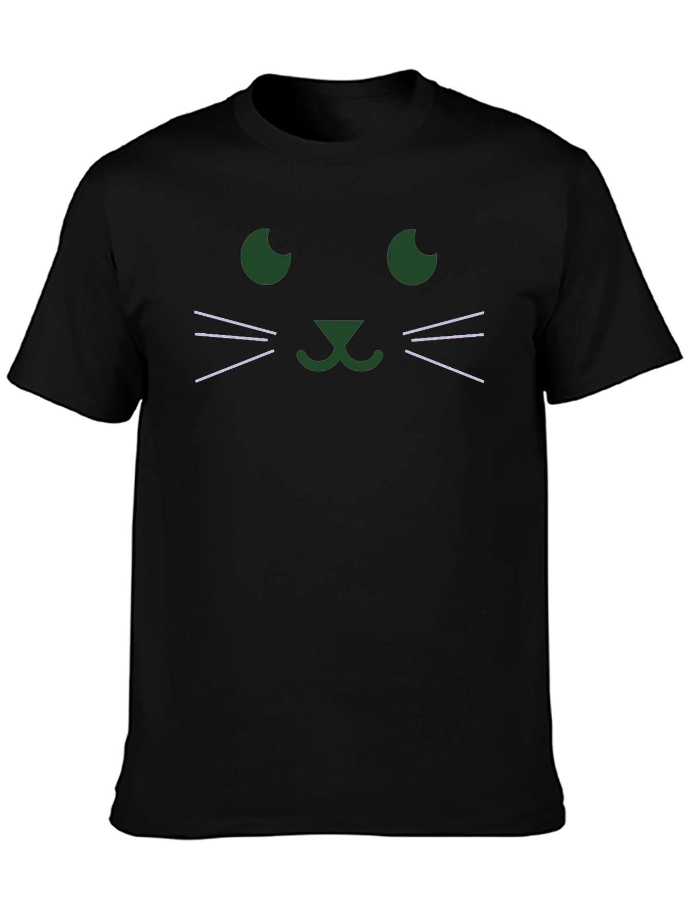 Cute Cat Face Graphic T-Shirt - Black