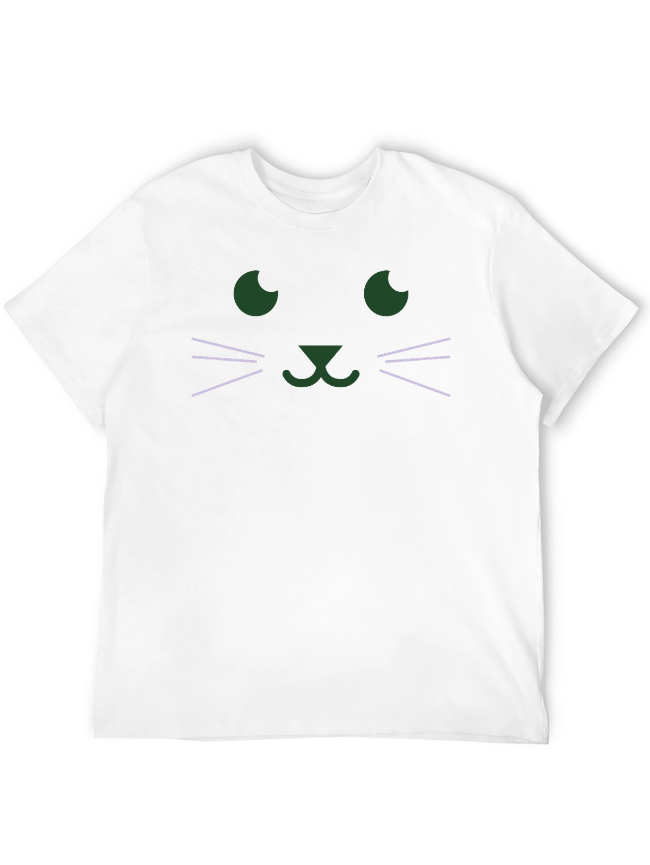 Cute Cat Face Graphic T-Shirt - Black