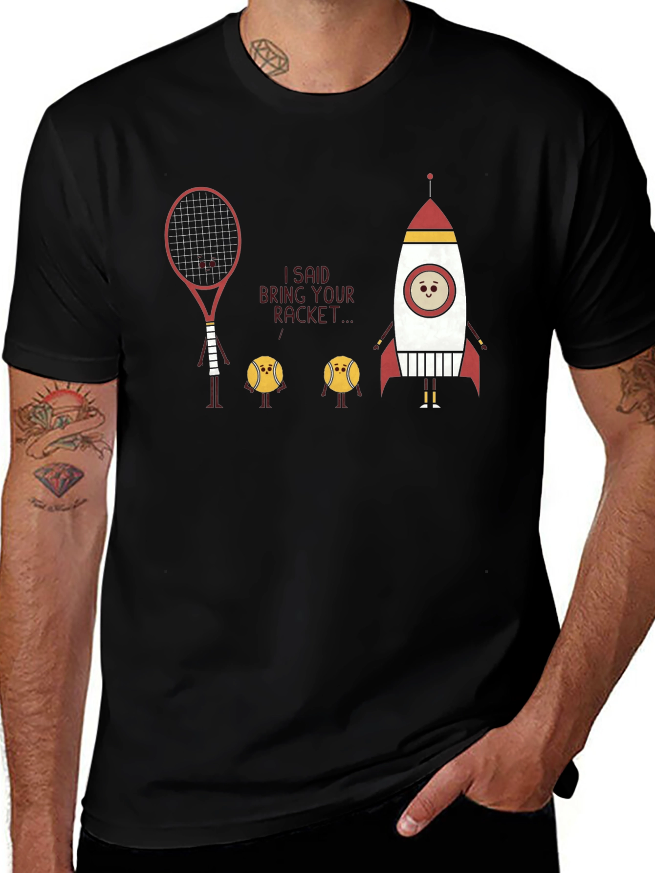 Bring Your Racket T-Shirt - Space Rocket Tennis