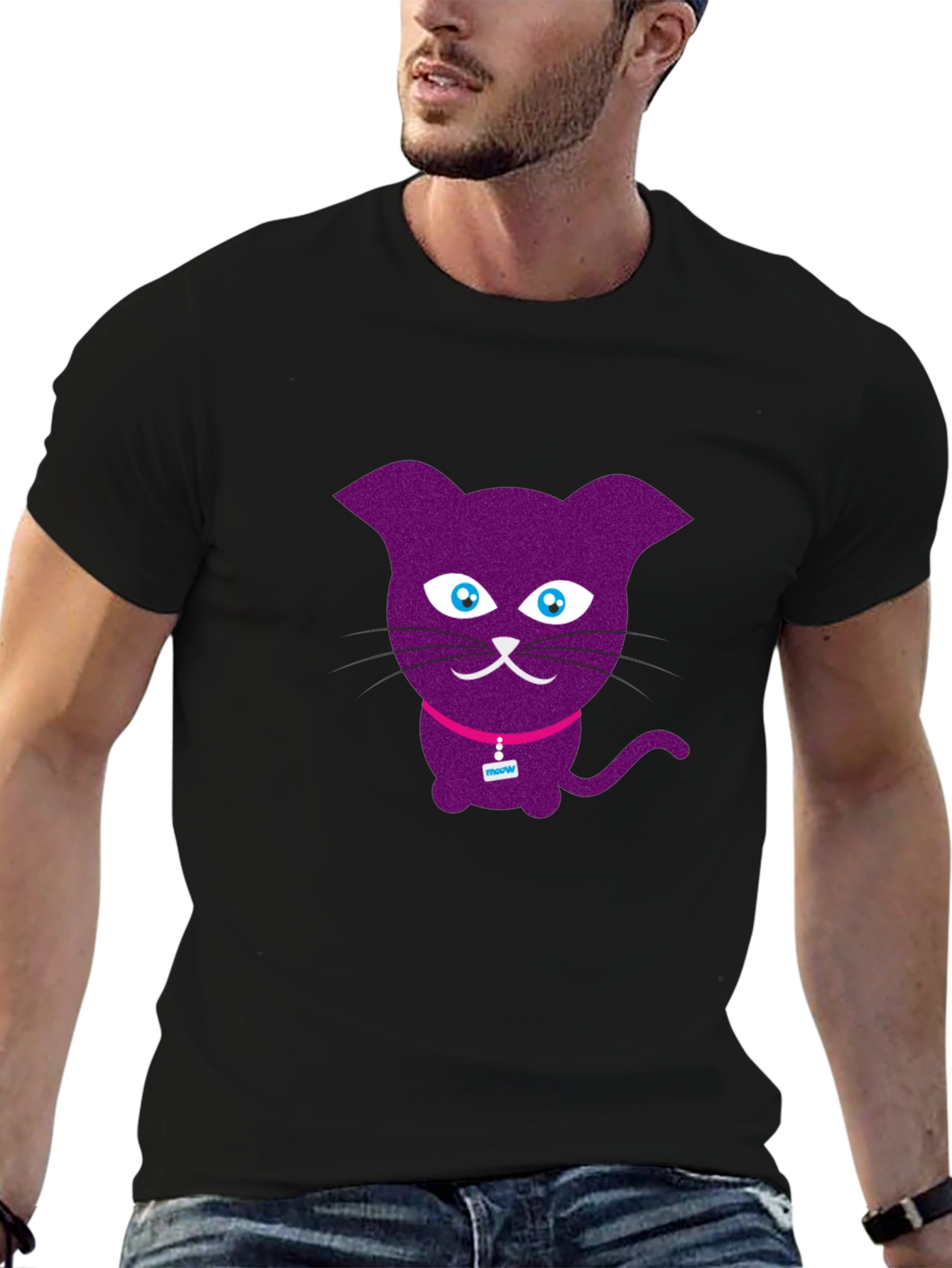 Purple Cat Graphic T-Shirt - Fun Casual Wear