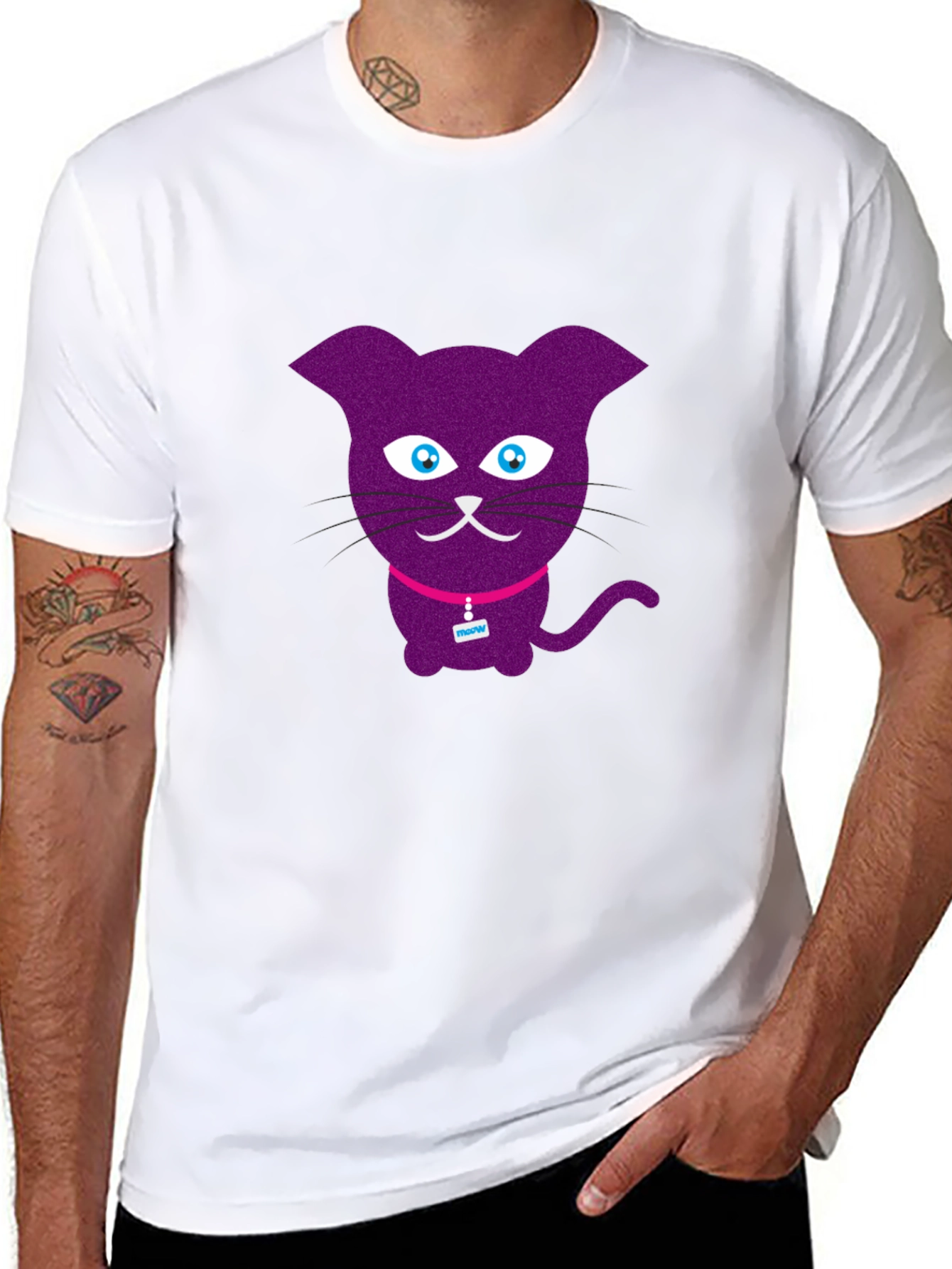 Purple Cat Graphic T-Shirt - Fun Casual Wear