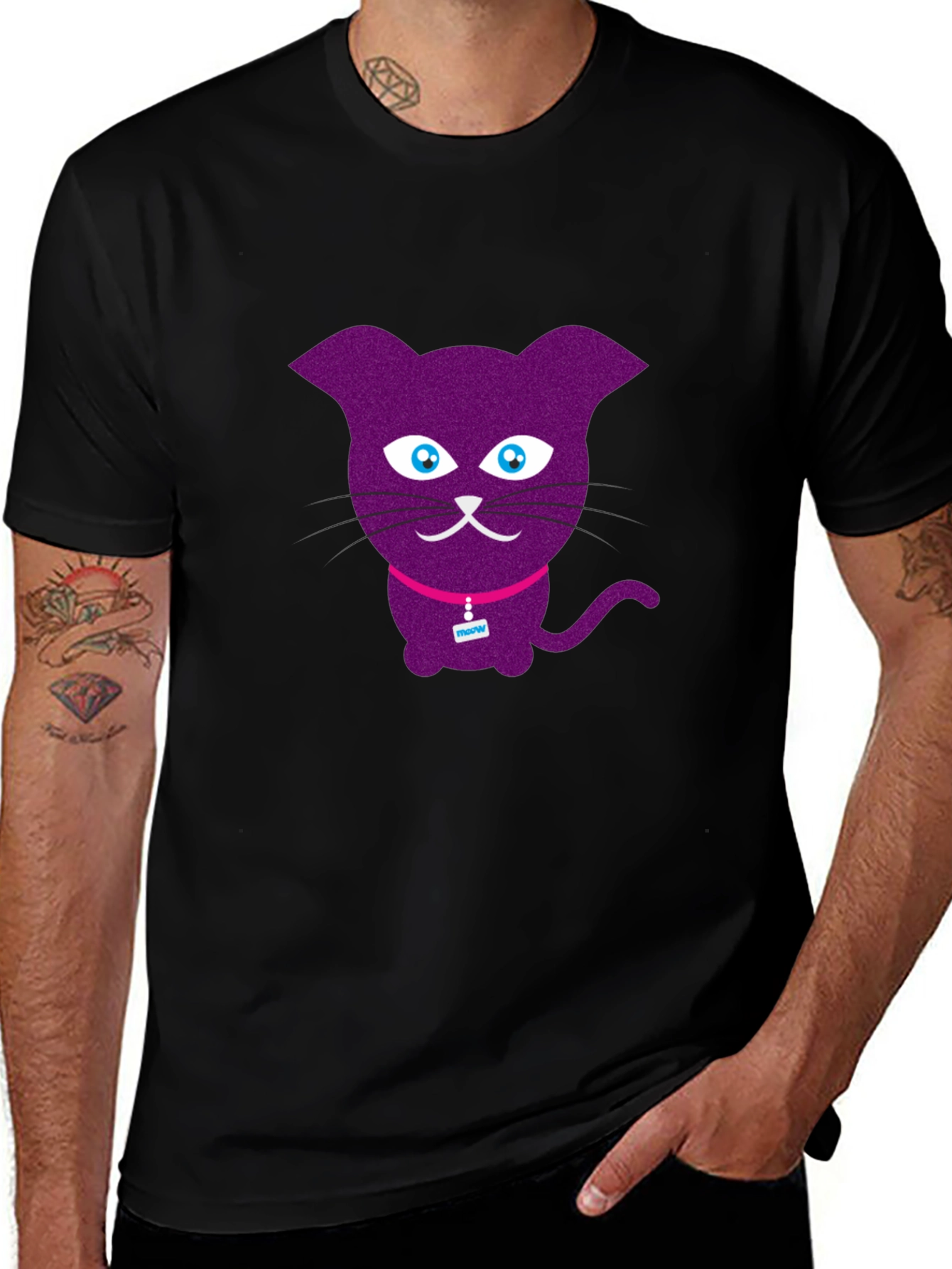 Purple Cat Graphic T-Shirt - Fun Casual Wear