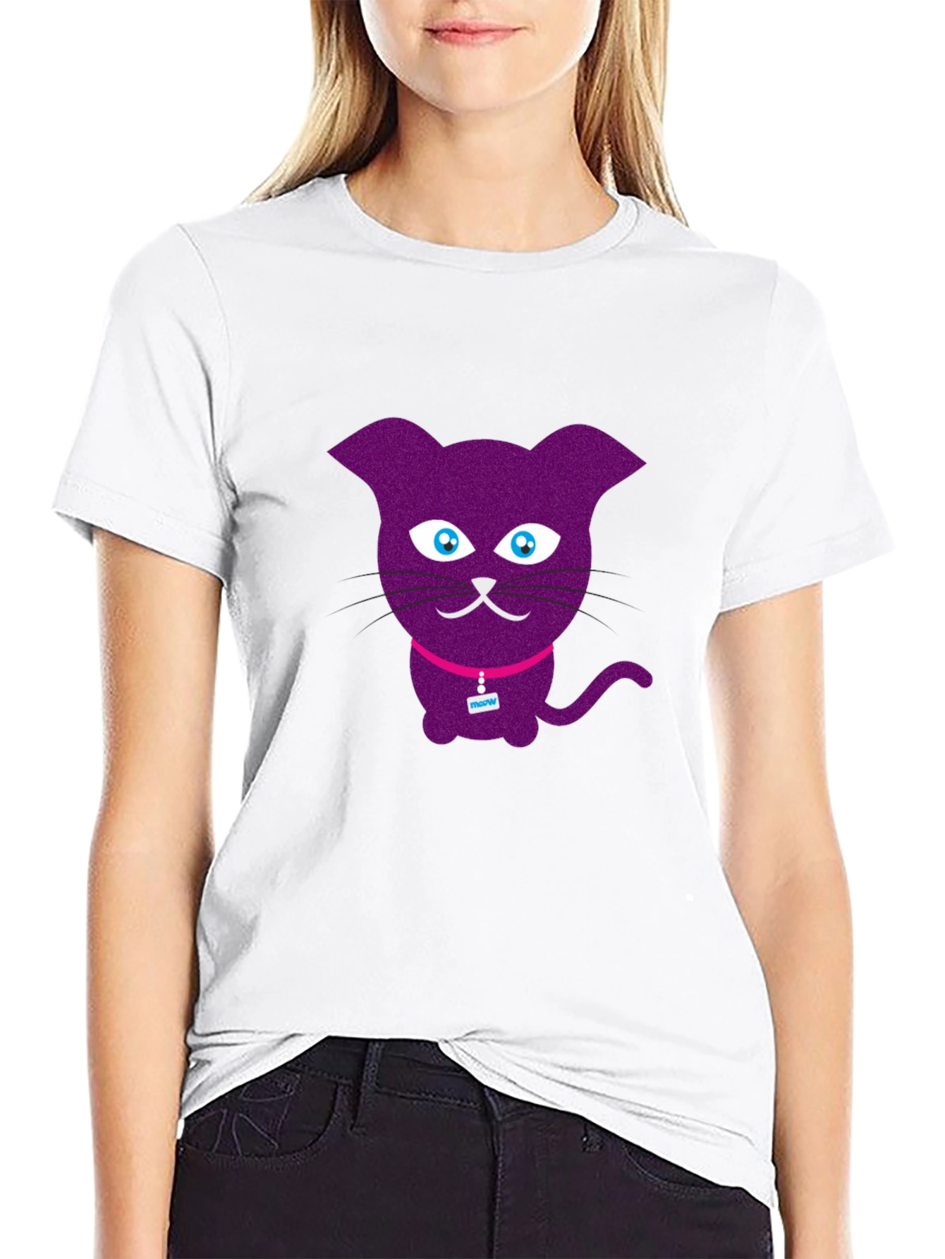 Purple Cat Graphic T-Shirt - Fun Casual Wear
