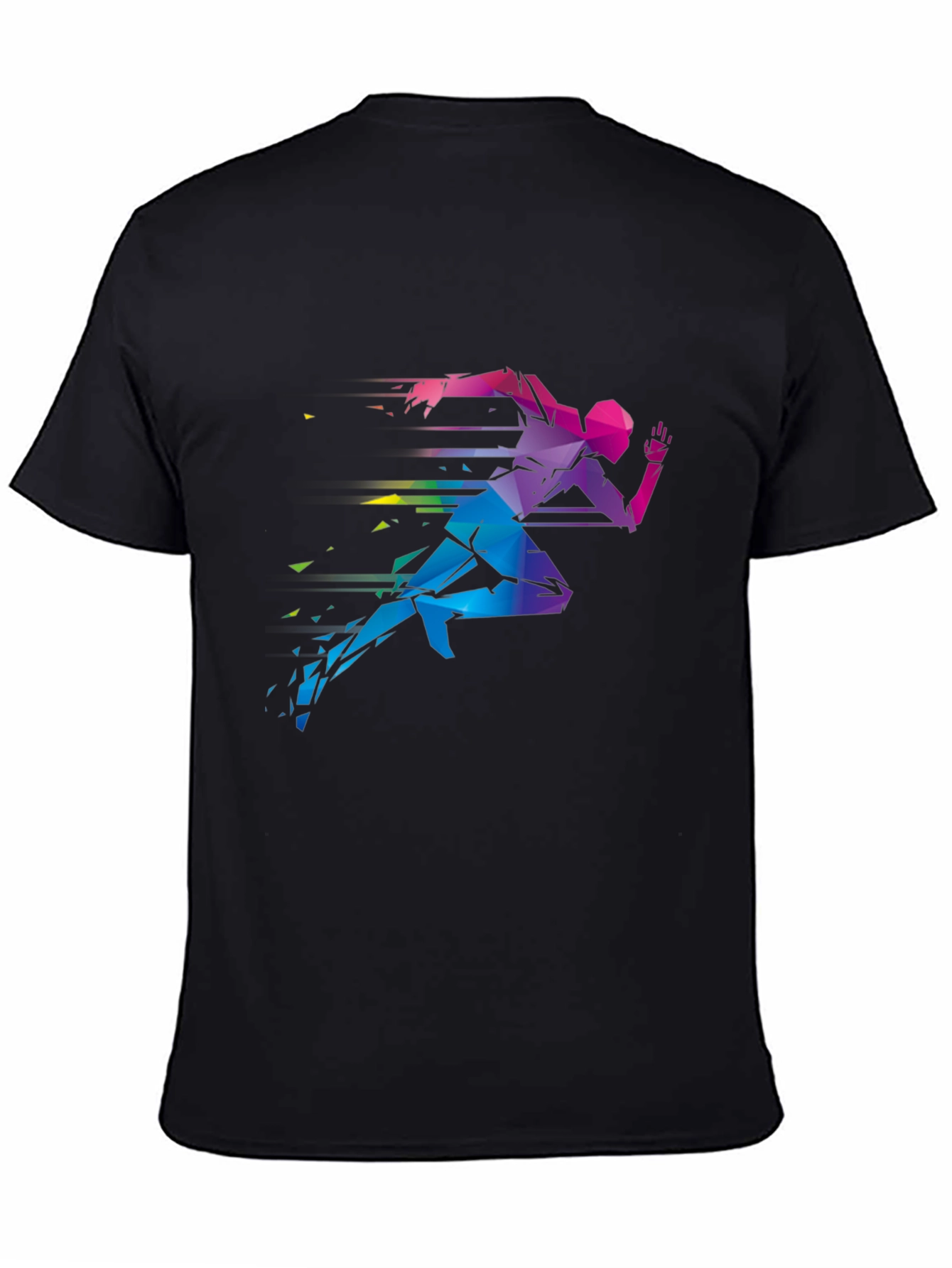 Geometric Runner Graphic Print Black T-Shirt
