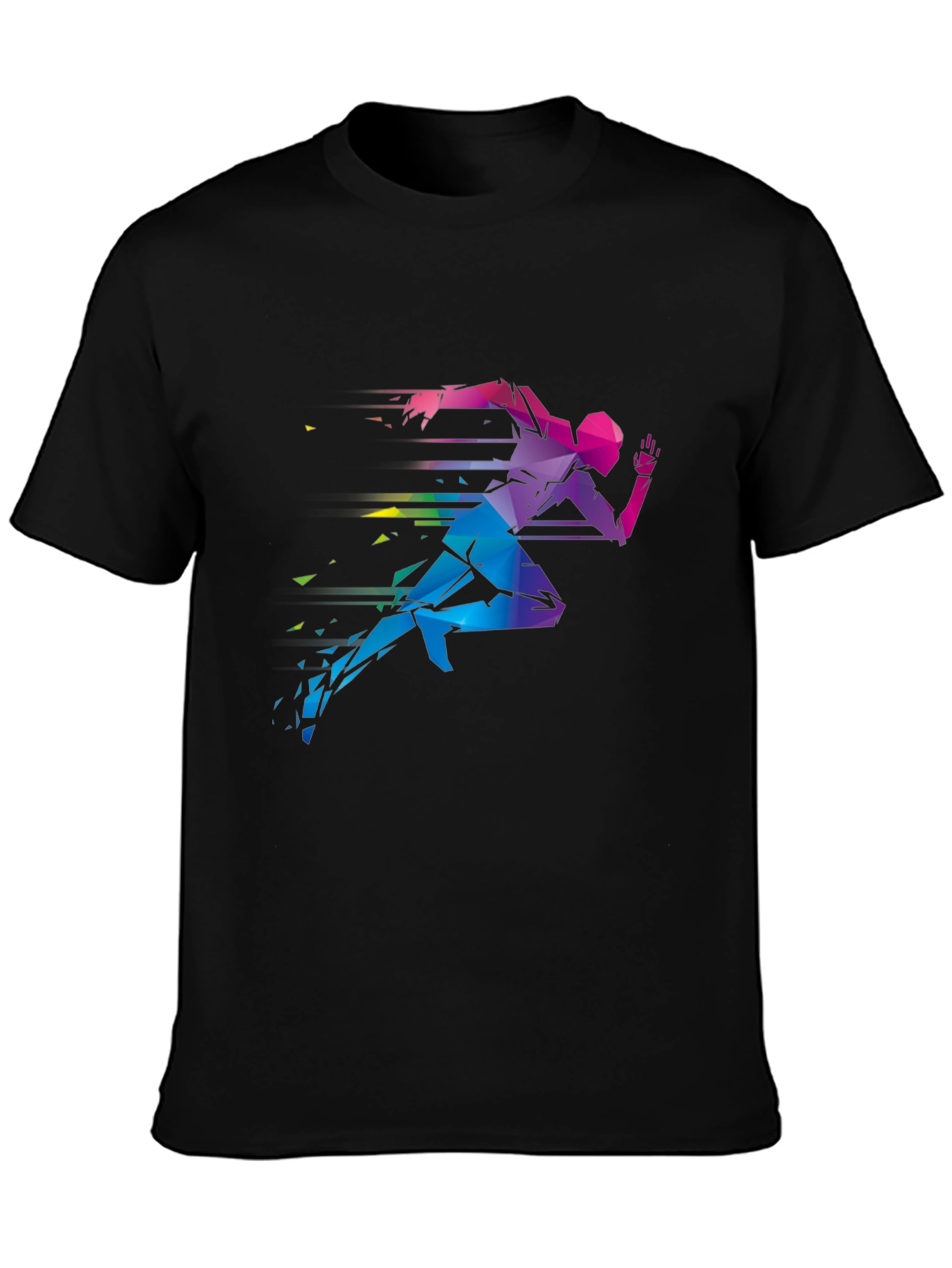 Geometric Runner Graphic Print Black T-Shirt