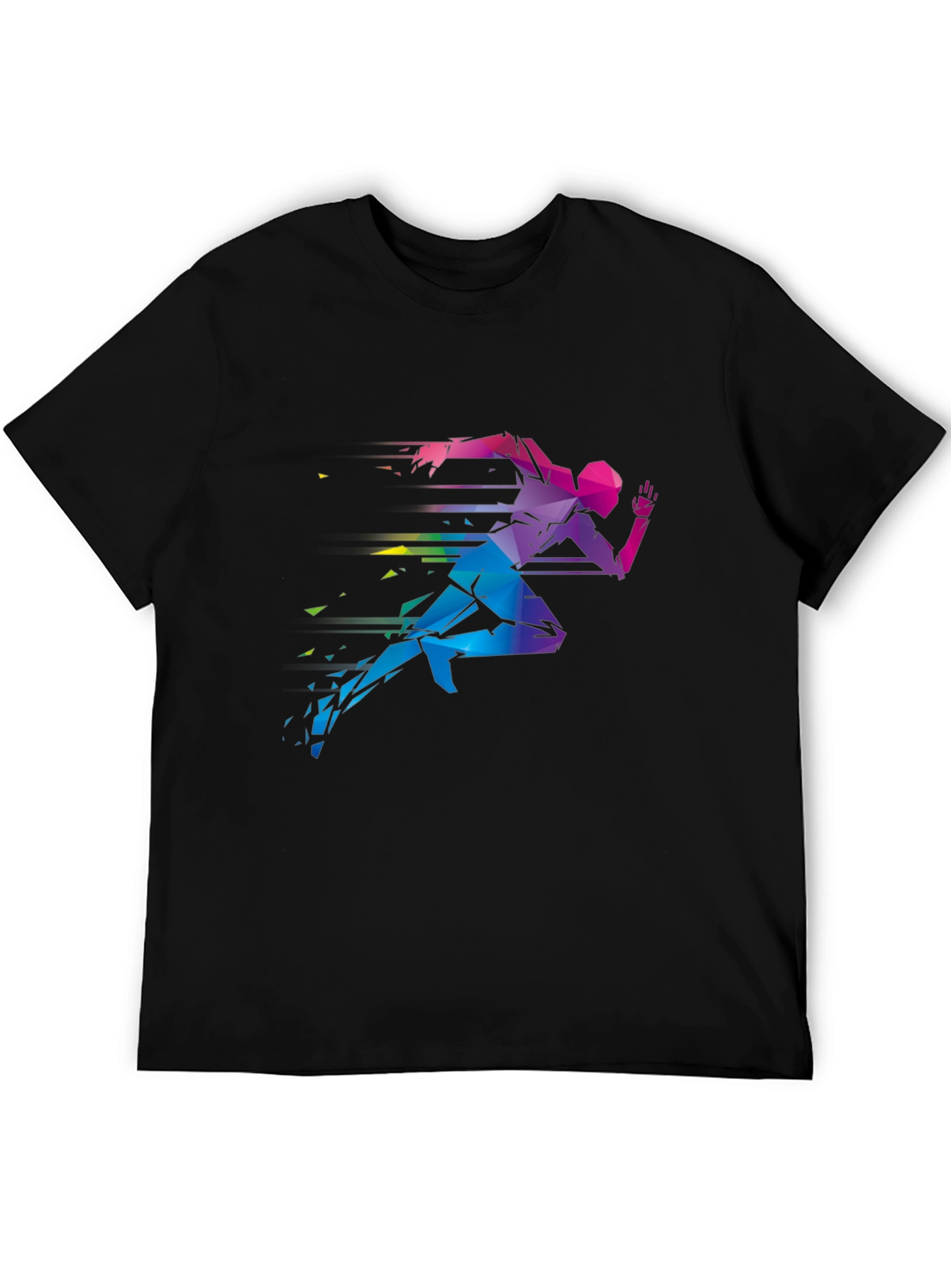 Geometric Runner Graphic Print Black T-Shirt