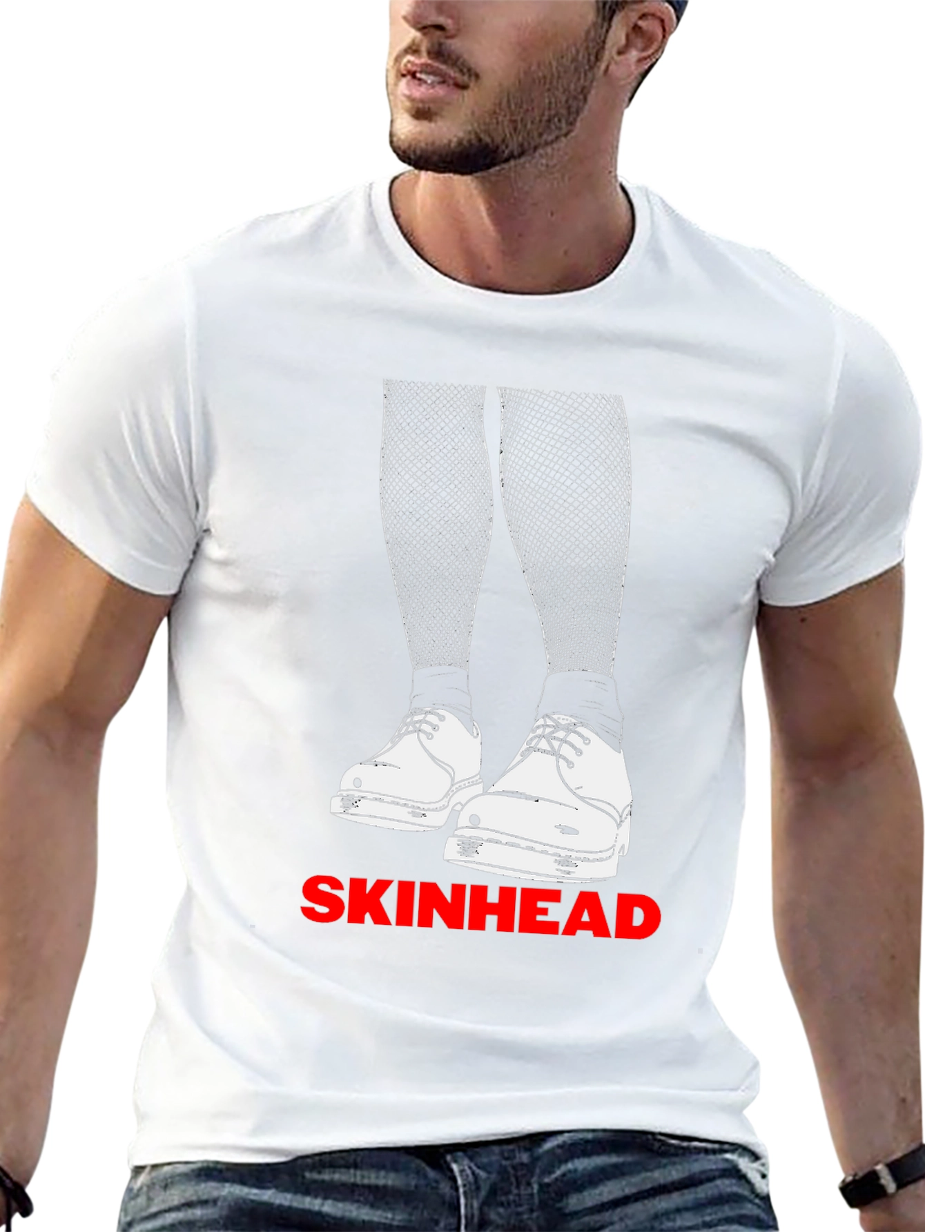 Skinhead T-Shirt with Legs and Shoes Design