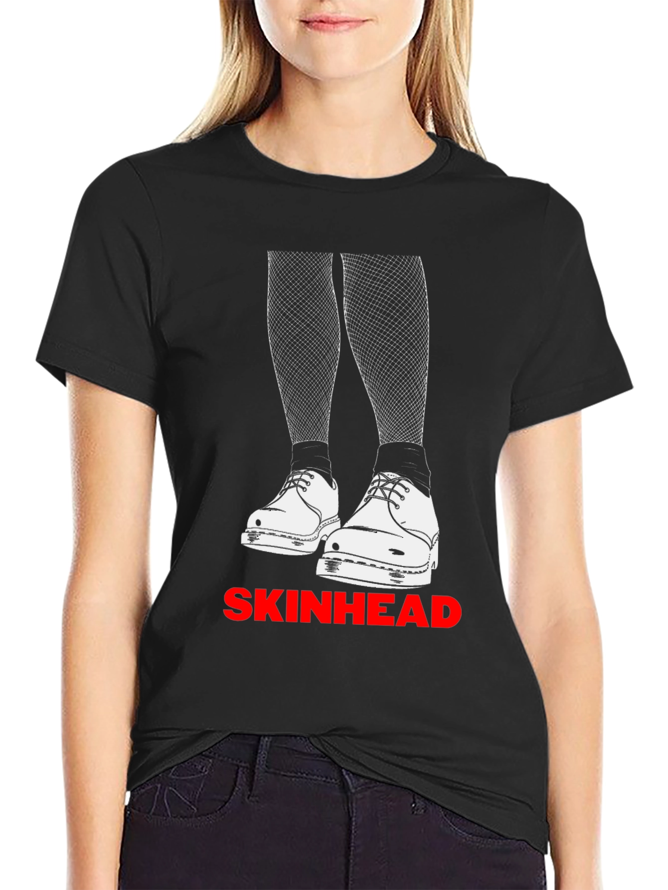 Skinhead T-Shirt with Legs and Shoes Design