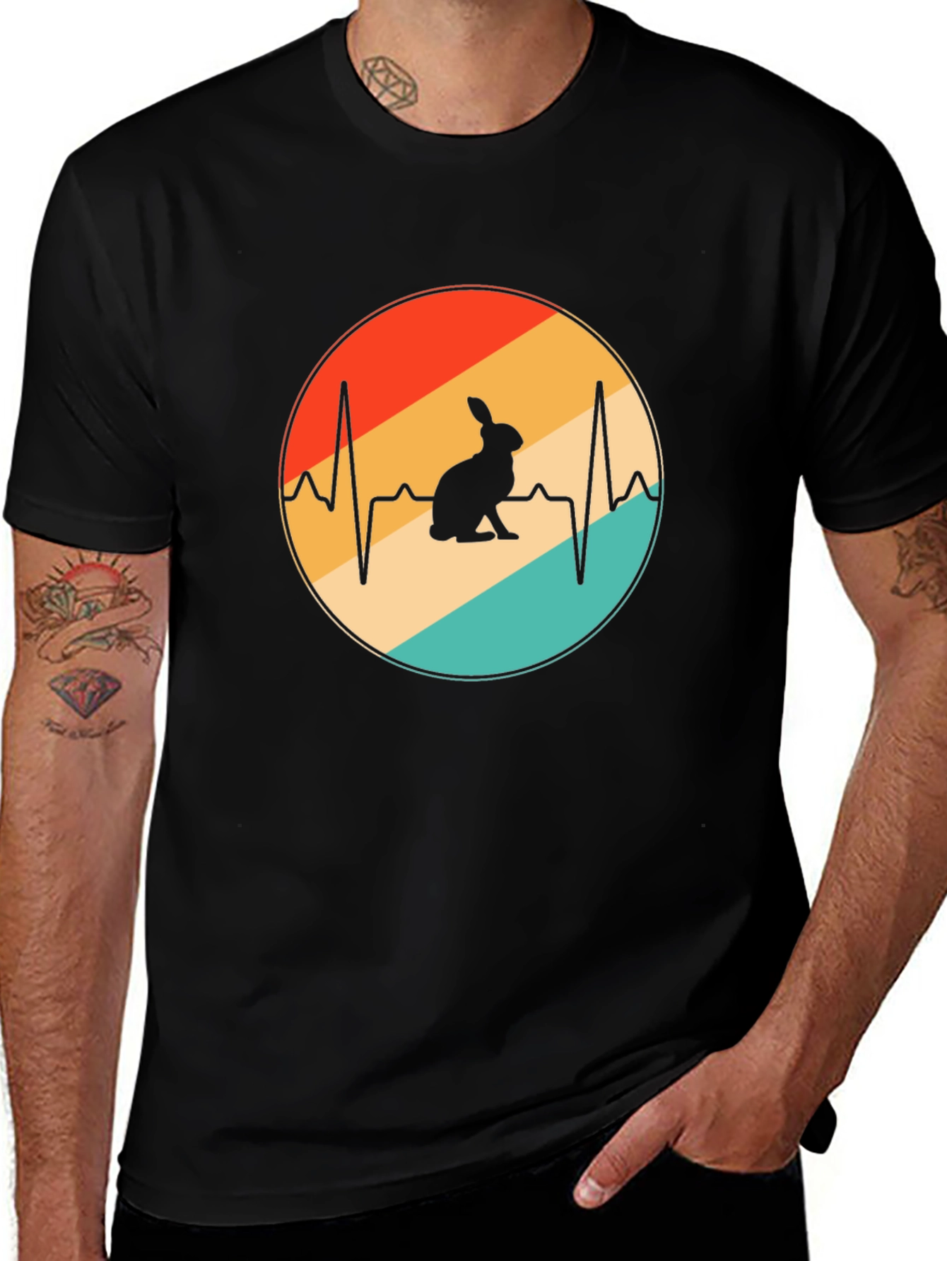 Retro Rabbit Heartbeat T-Shirt