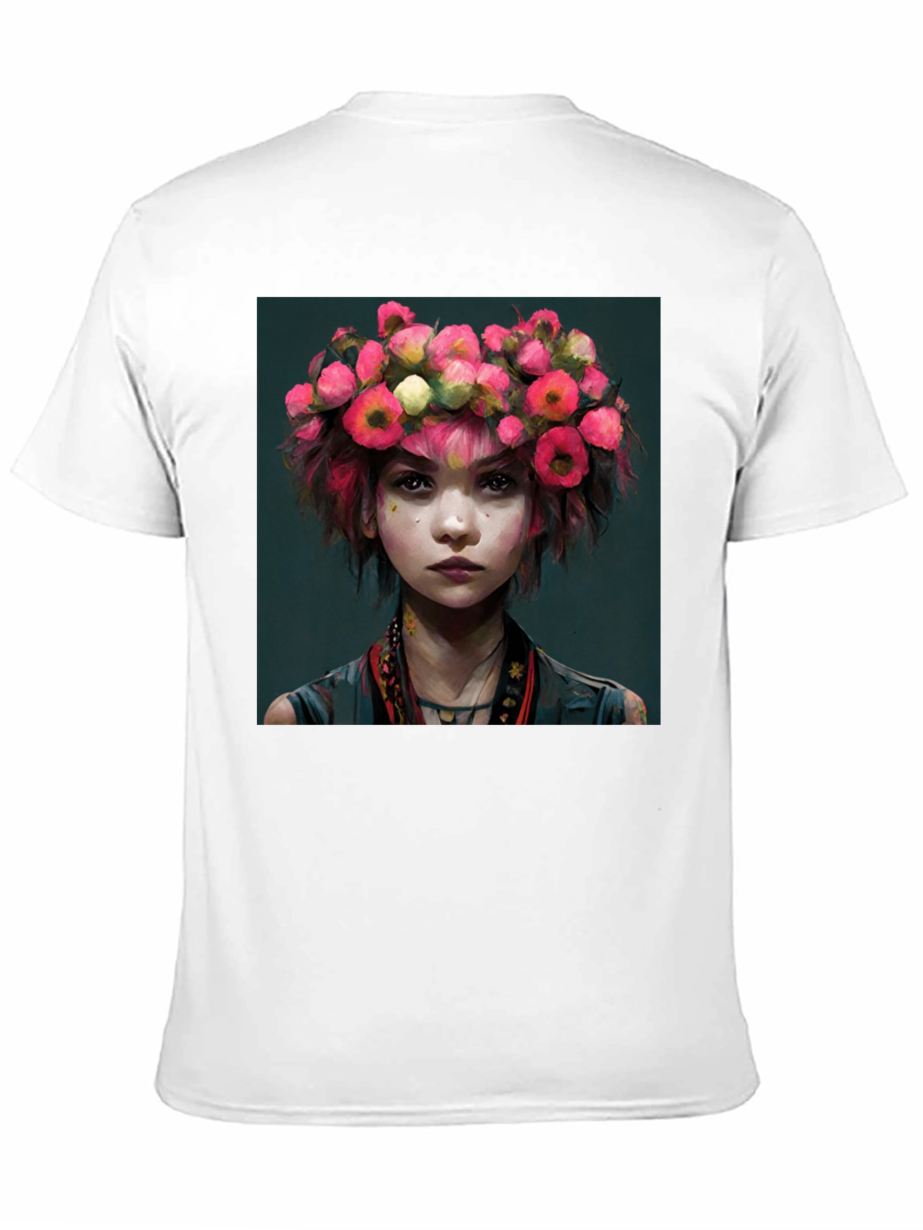 Floral Crown Girl Portrait T-Shirt
