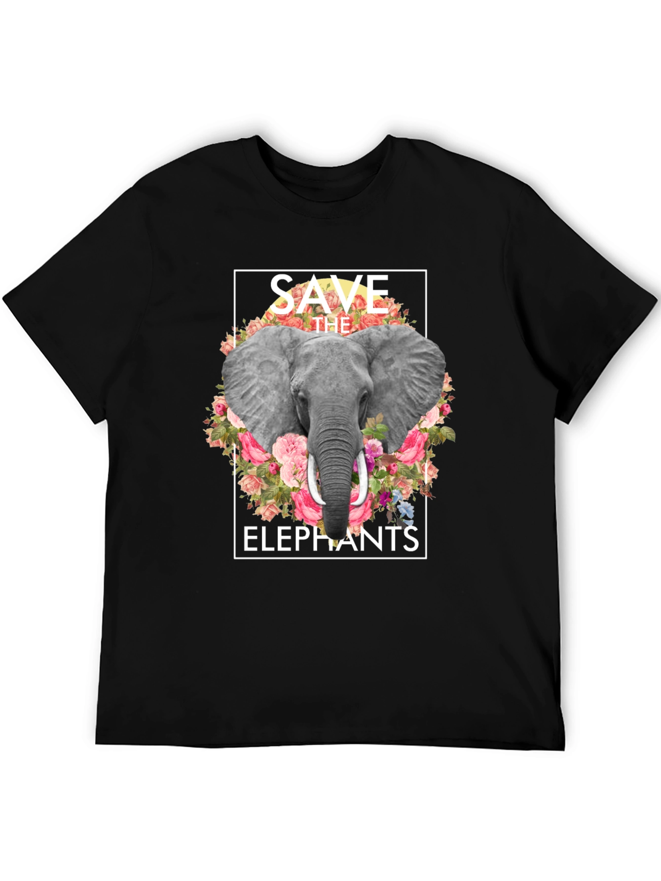 Save the Elephants Floral Graphic T-Shirt