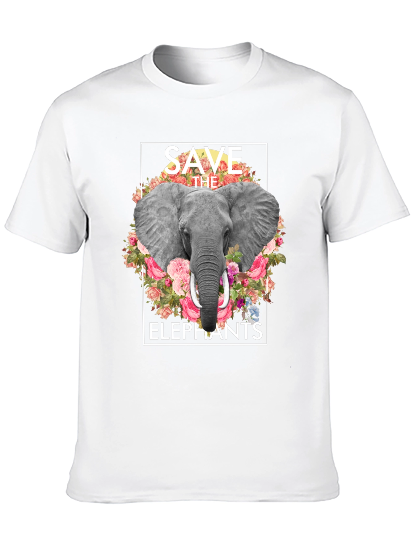 Save the Elephants Floral Graphic T-Shirt