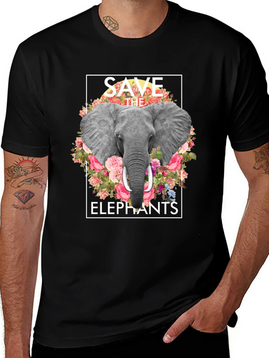Save the Elephants Floral Graphic T-Shirt