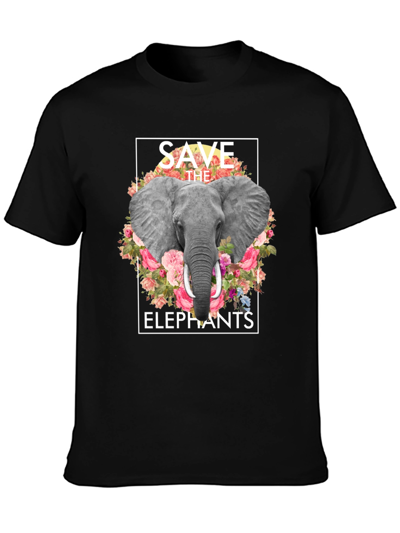 Save the Elephants Floral Graphic T-Shirt
