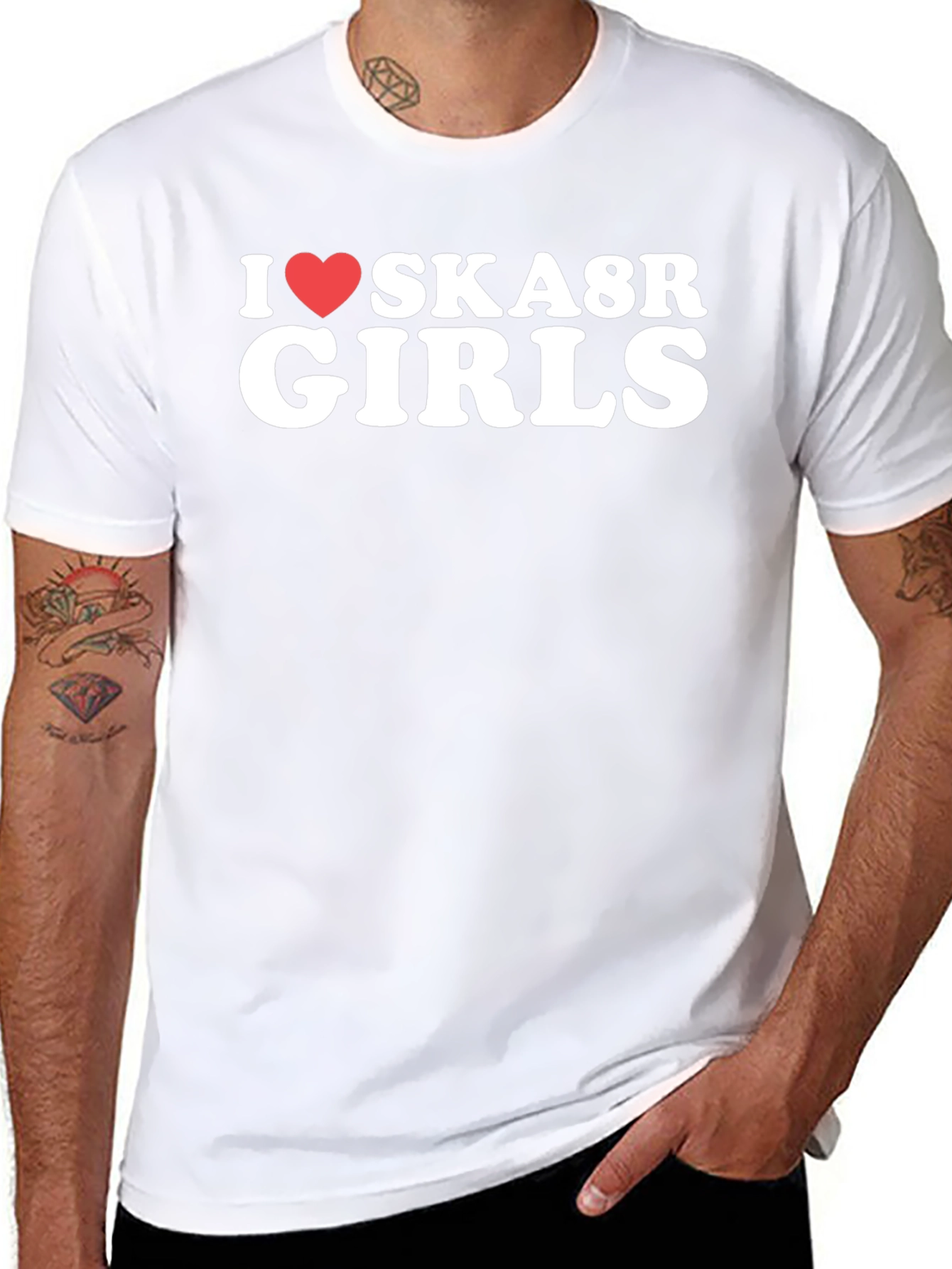 I Love Ska8r Girls Black Graphic Tee