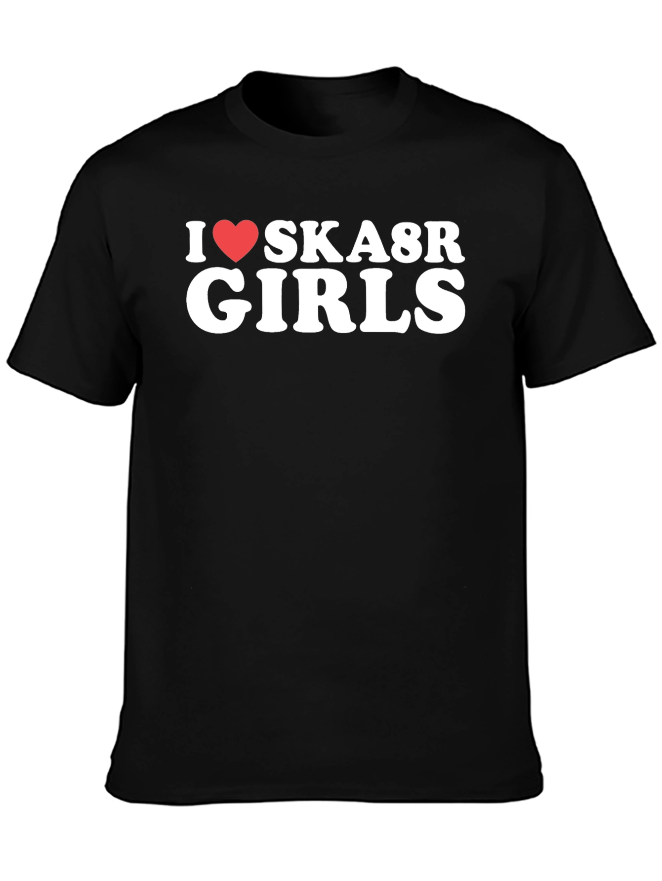 I Love Ska8r Girls Black Graphic Tee