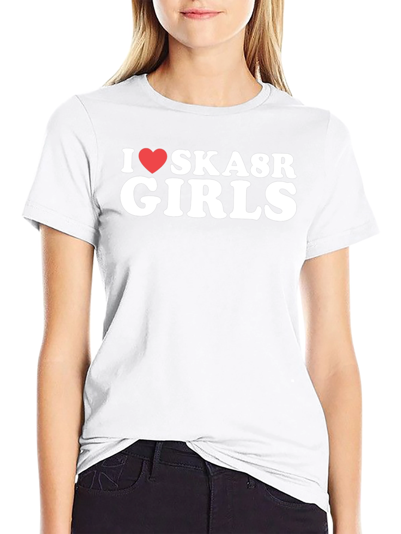 I Love Ska8r Girls Black Graphic Tee