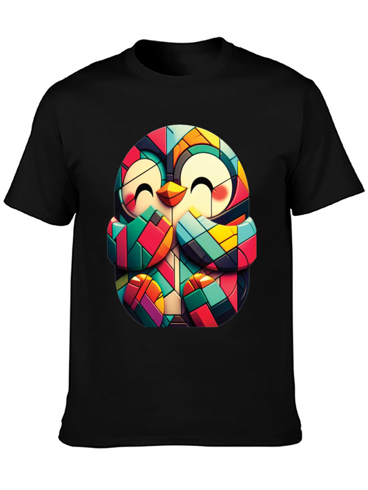 Colorful Geometric Penguin Graphic Tee