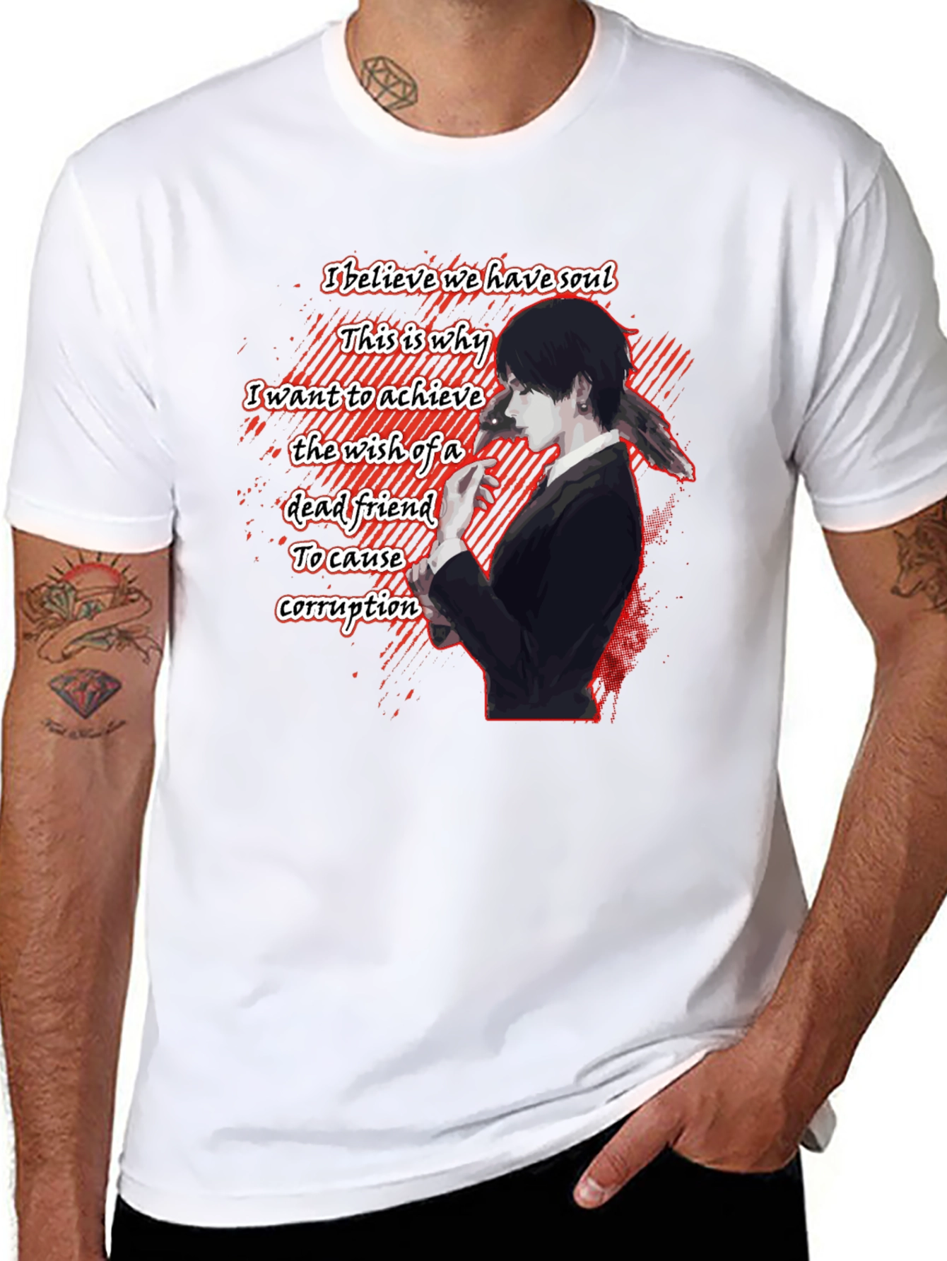 Anime Quote Graphic T-Shirt - Black