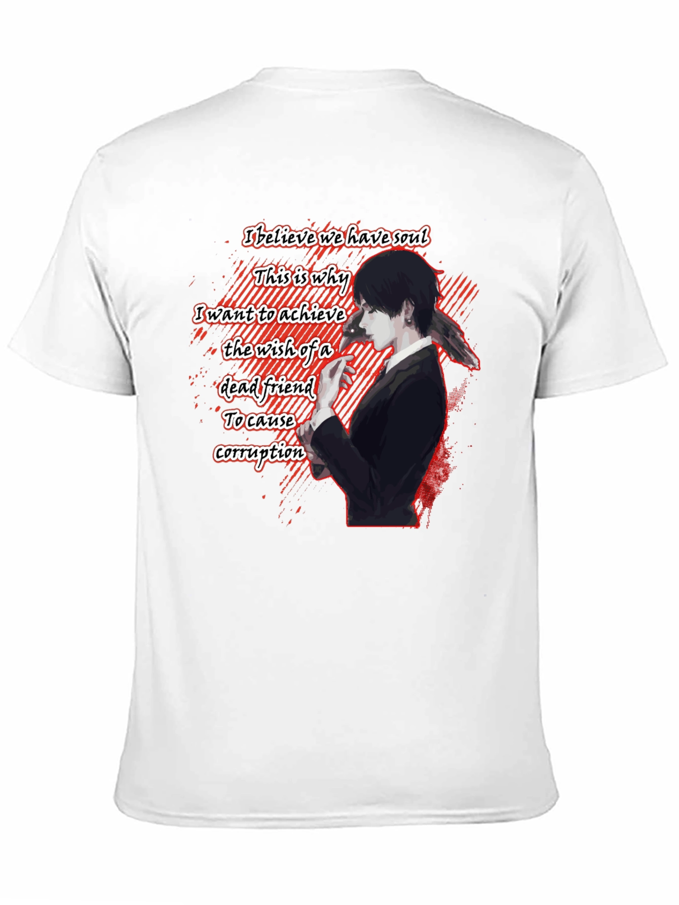 Anime Quote Graphic T-Shirt - Black