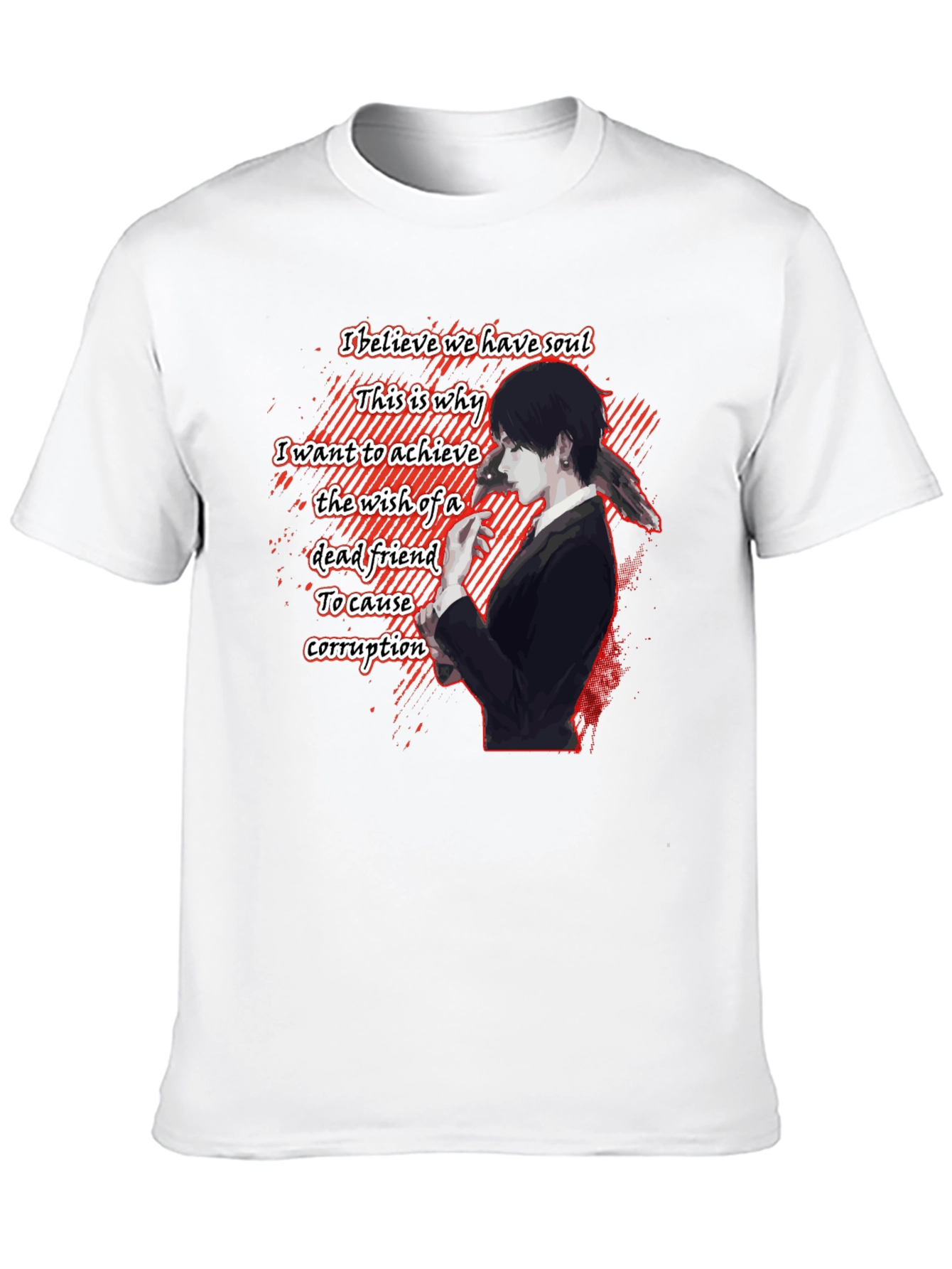 Anime Quote Graphic T-Shirt - Black