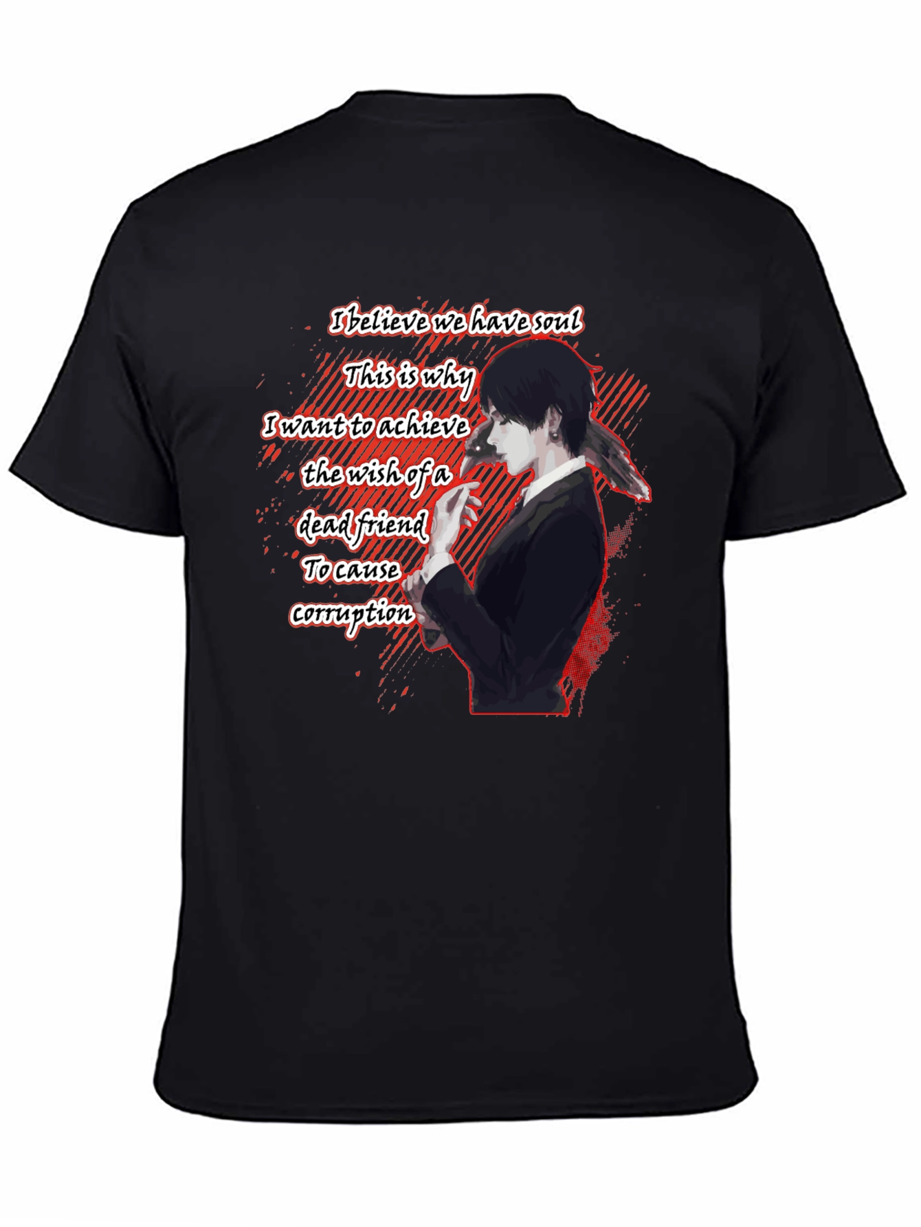 Anime Quote Graphic T-Shirt - Black