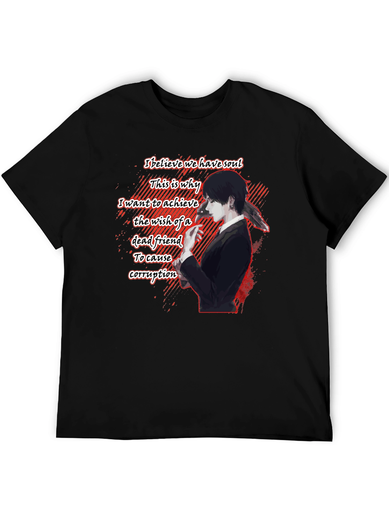 Anime Quote Graphic T-Shirt - Black