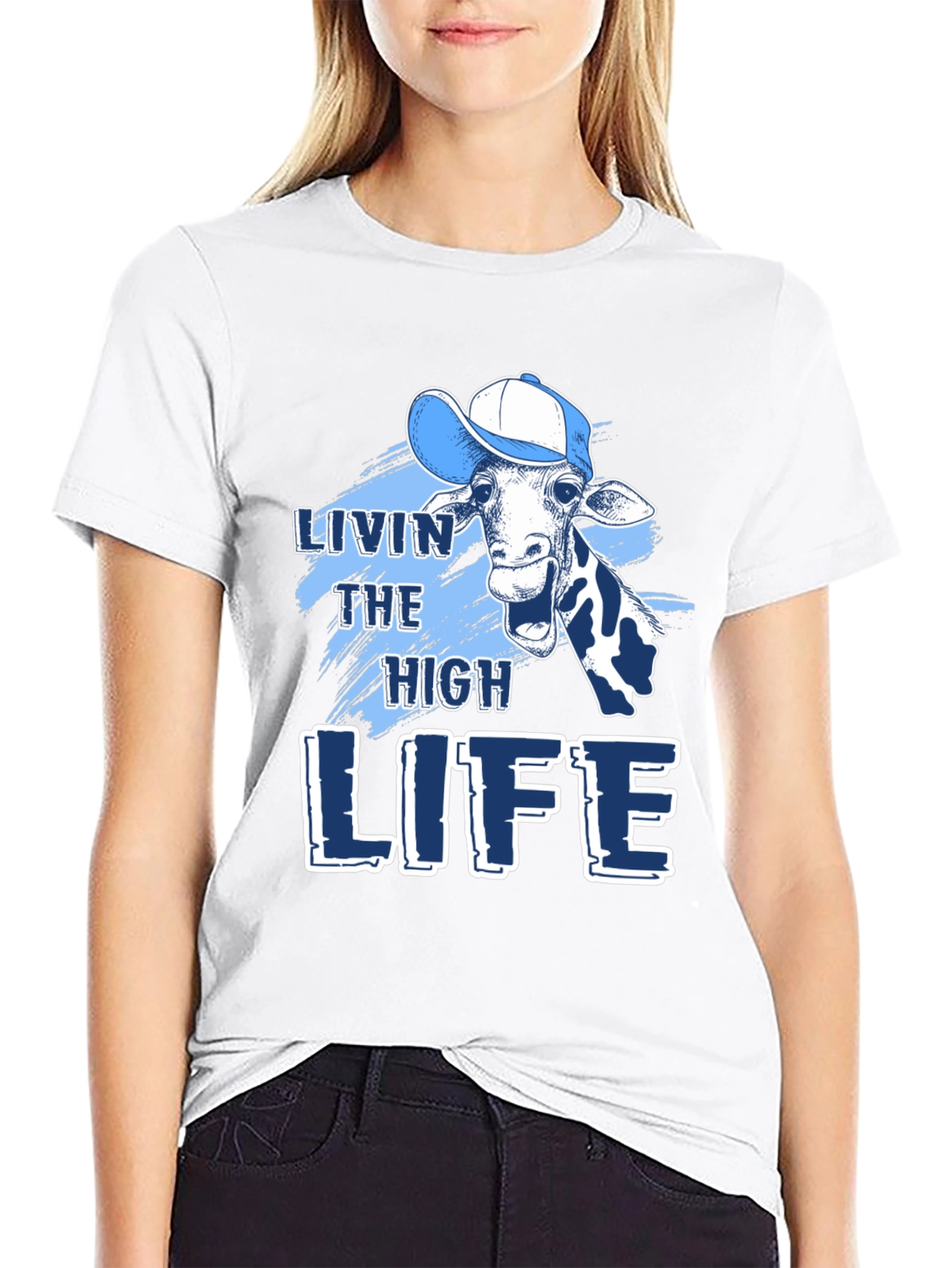 Livin the High Life Giraffe Graphic Tee