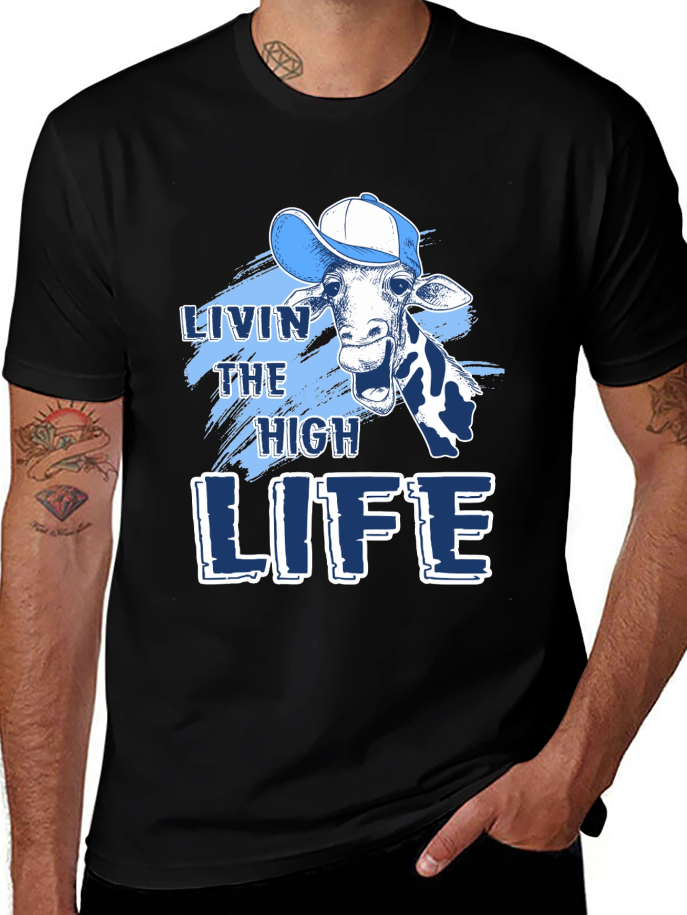 Livin the High Life Giraffe Graphic Tee