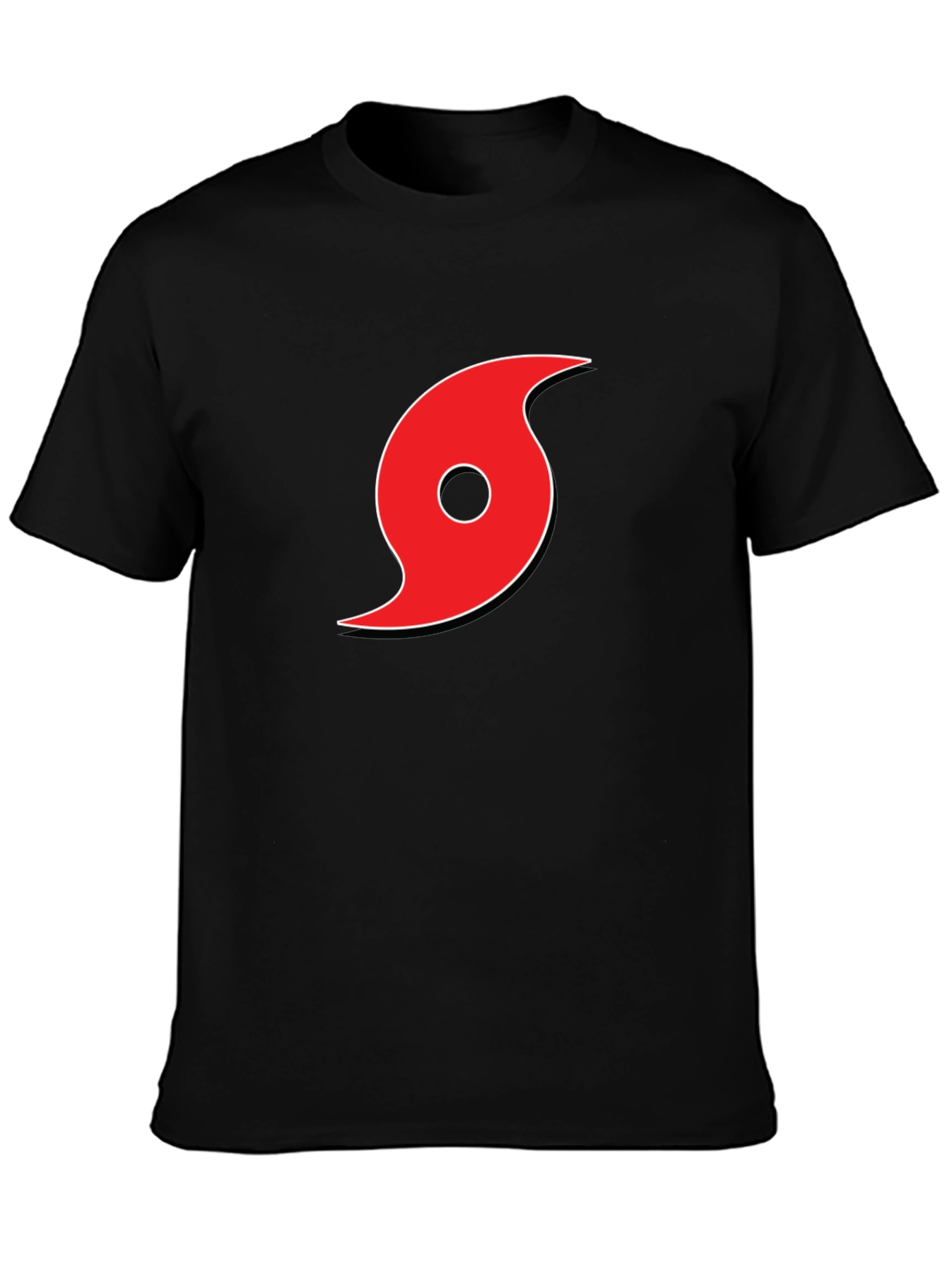 Black Tee with Red Hurricane Graphic