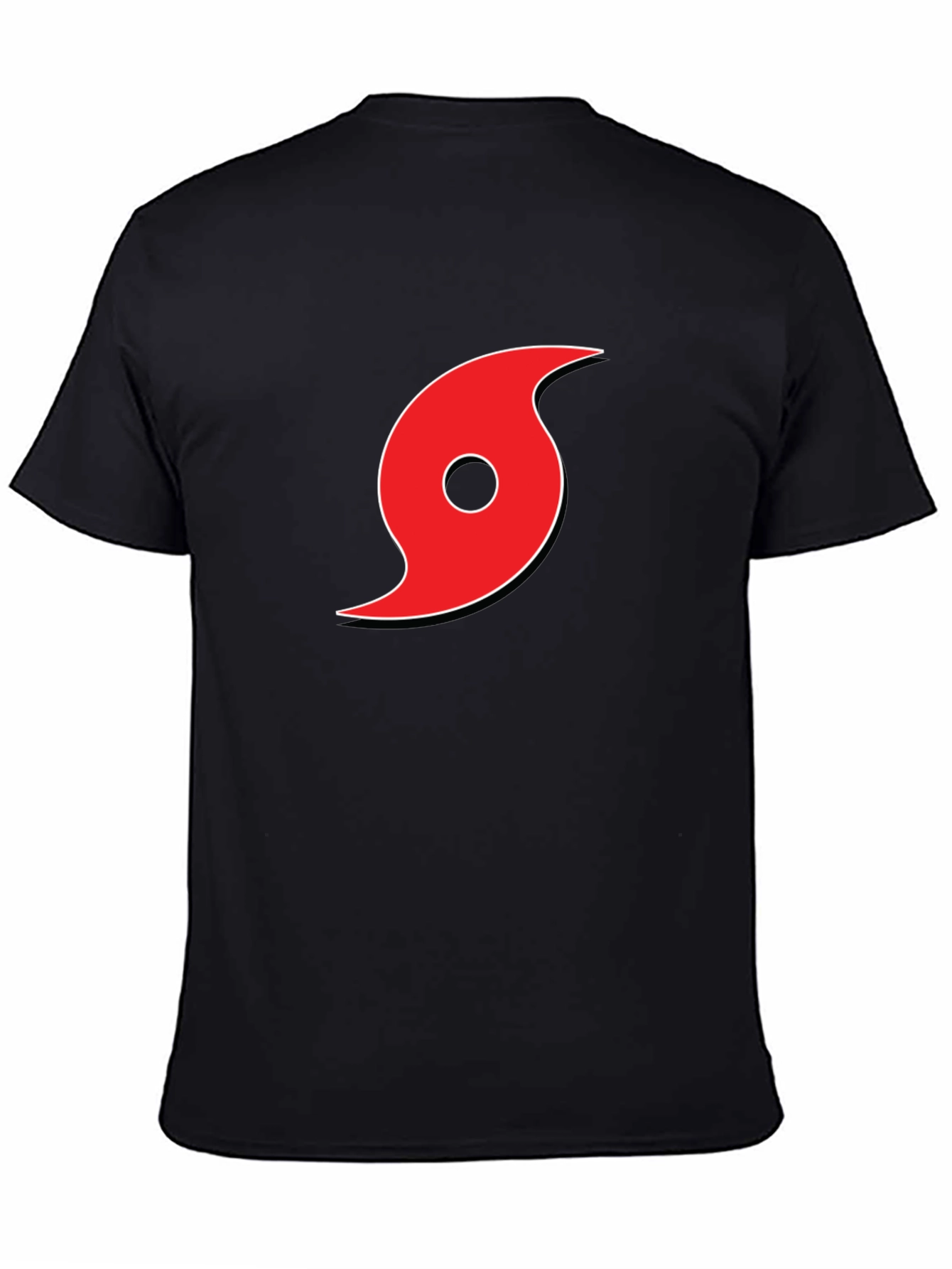 Black Tee with Red Hurricane Graphic