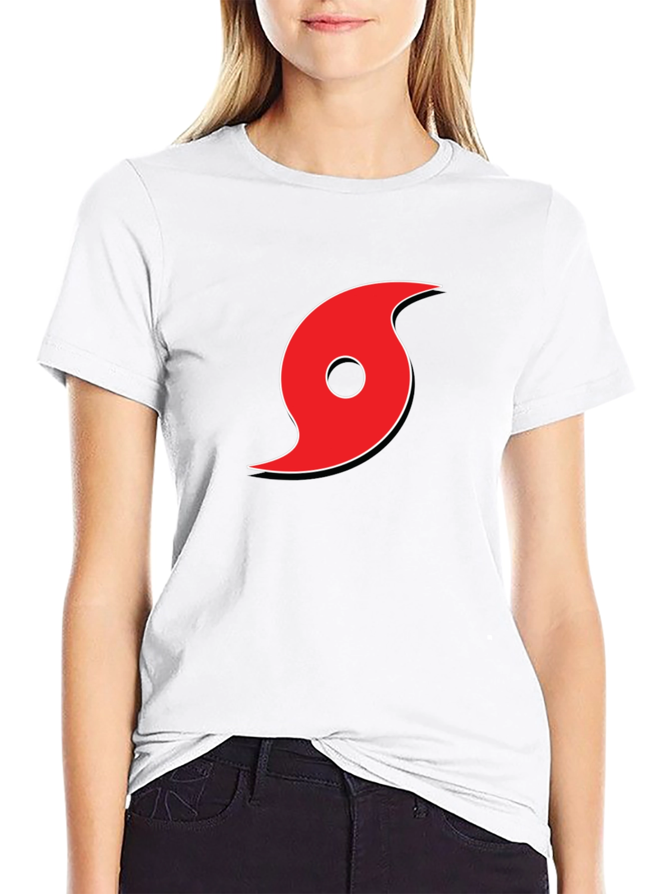 Black Tee with Red Hurricane Graphic