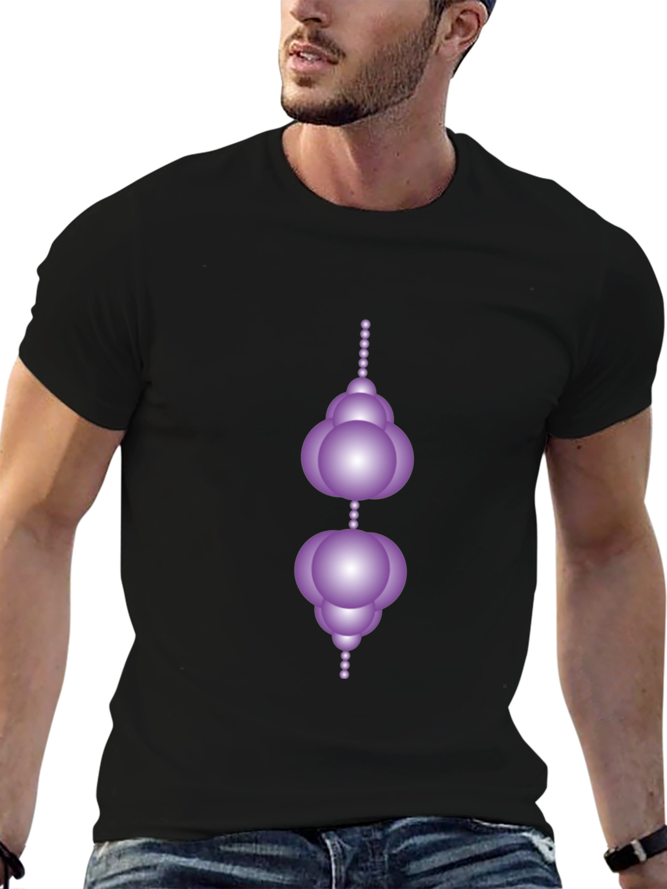 Modern Geometric Orb Design Black T-Shirt