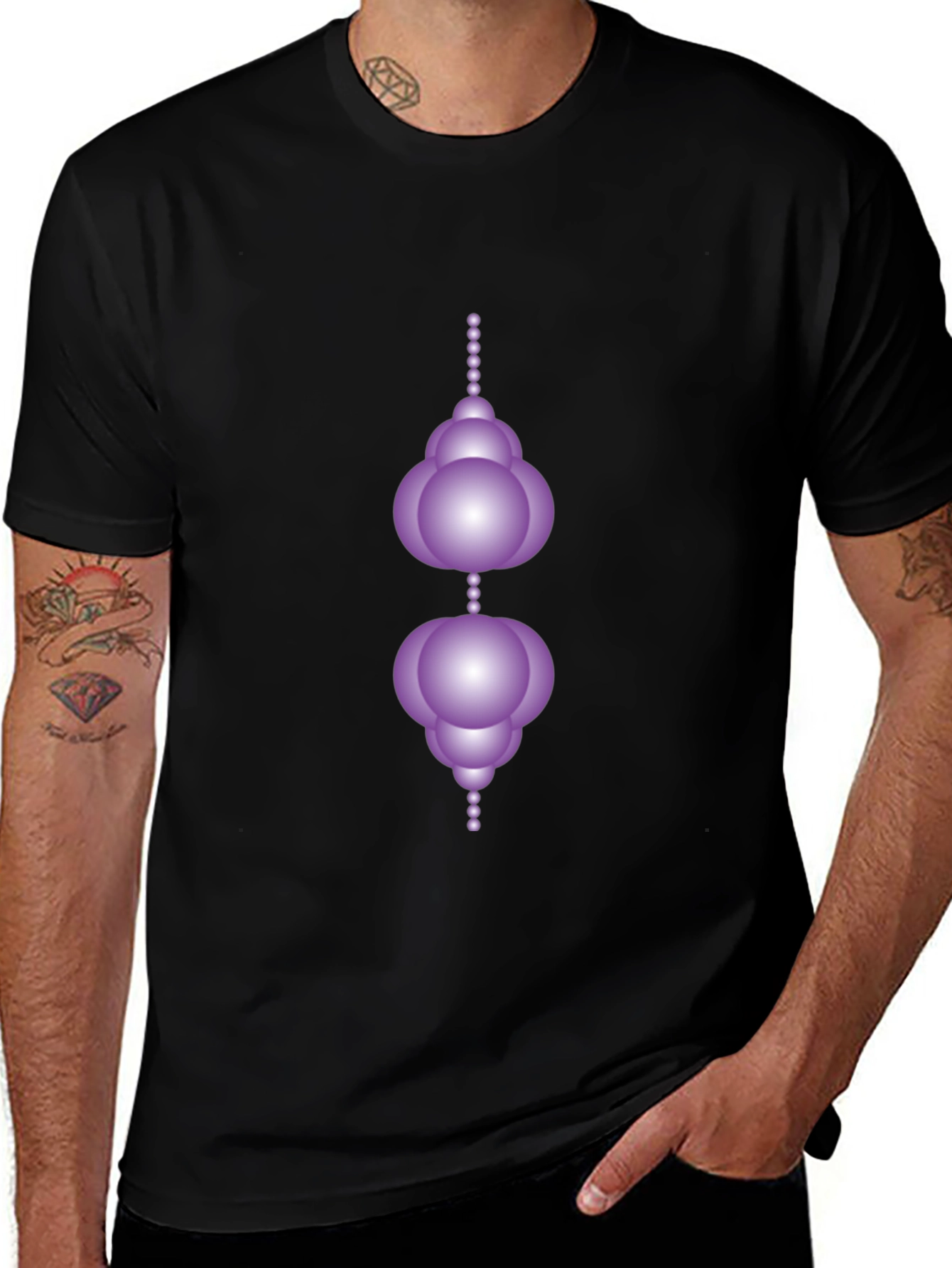 Modern Geometric Orb Design Black T-Shirt
