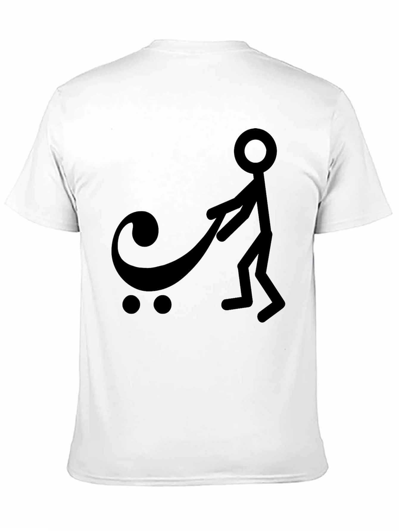 Black Graphic Tee - Stick Figure Pushing Stroller