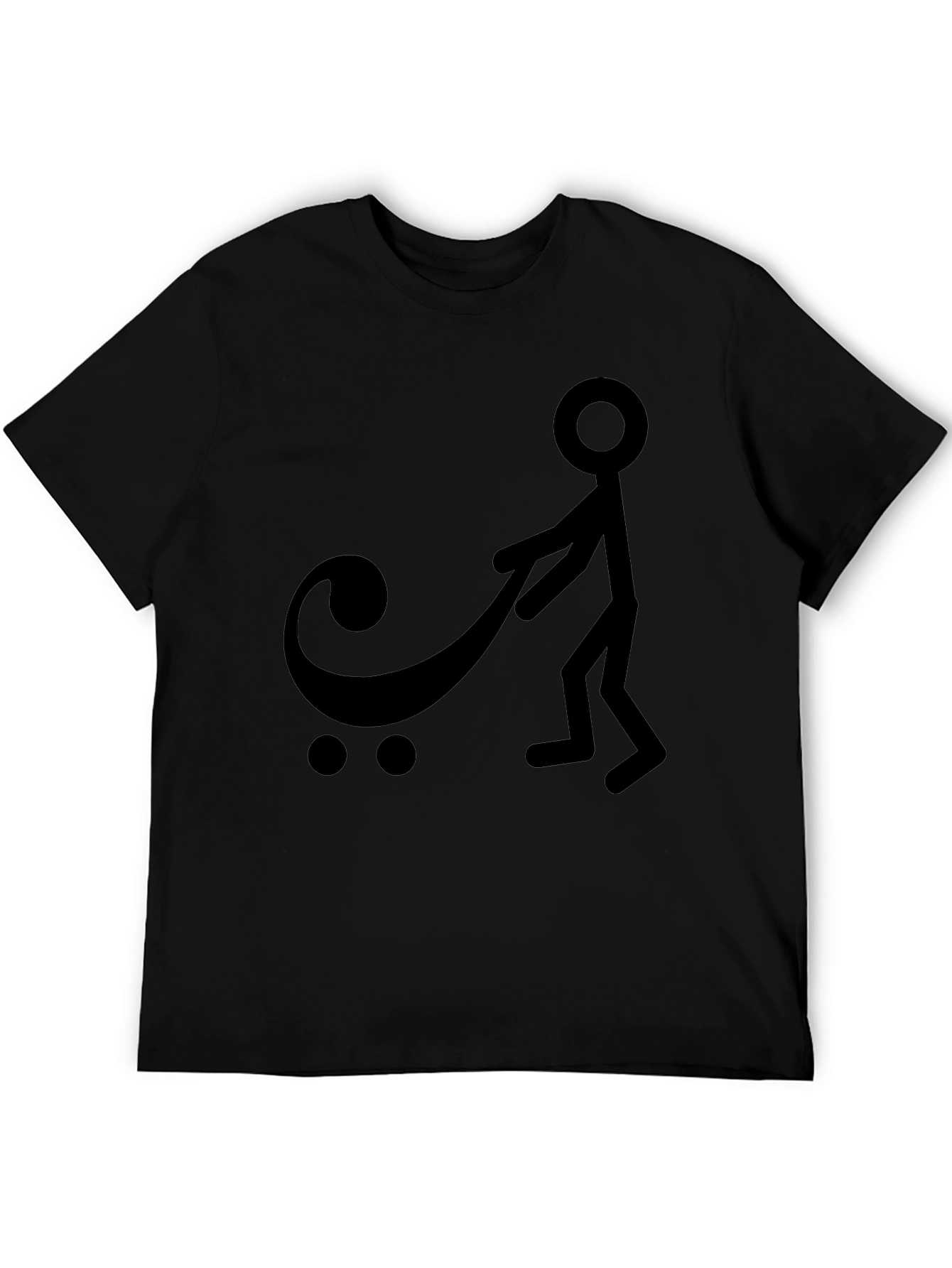 Black Graphic Tee - Stick Figure Pushing Stroller